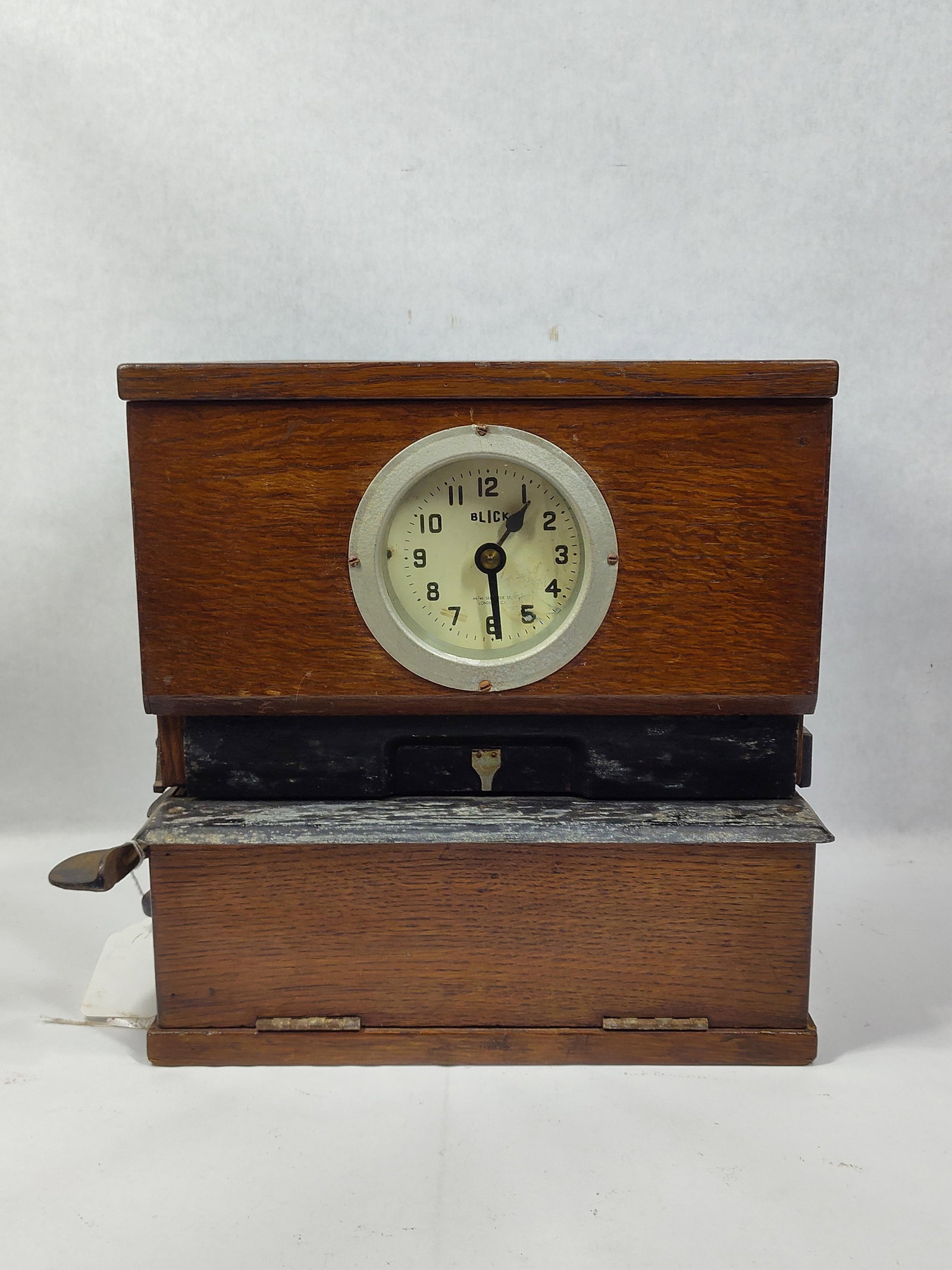 Antique Blick Time Recorder or Employee Time Clock Punch Master Clock: Showing condition issues and wear due to age and usage measuring 135 x 15