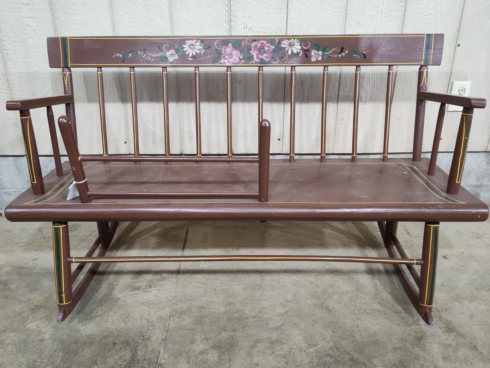 Hand Painted Pennsylvania Dutch Rocking Mammy Bench Hitchcock Style (1 of 6)