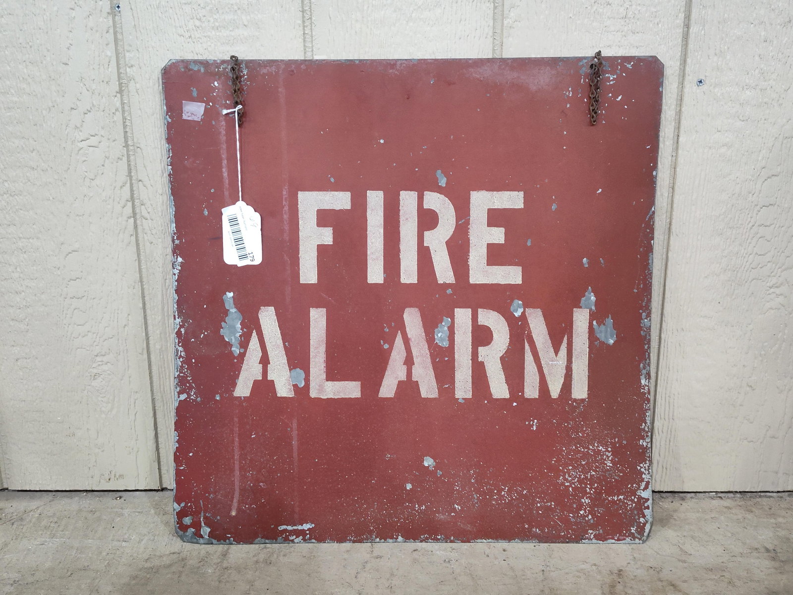 Early DS Painted Tin Fire Alarm Hanging Sign (1 of 5)