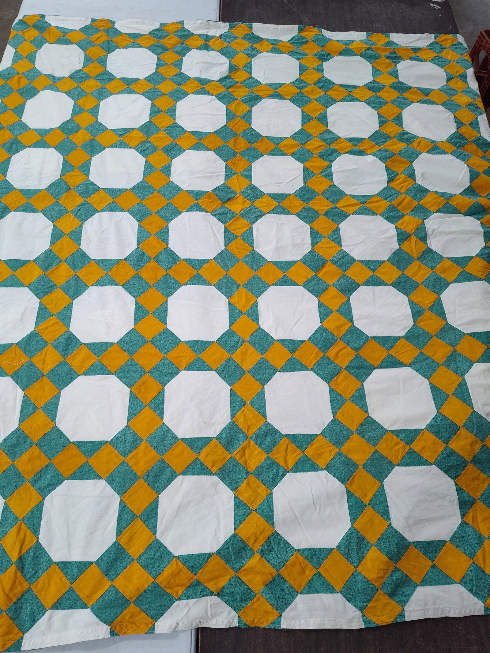 Vintage Hand Stitched Patchwork Quilt Topper - 2