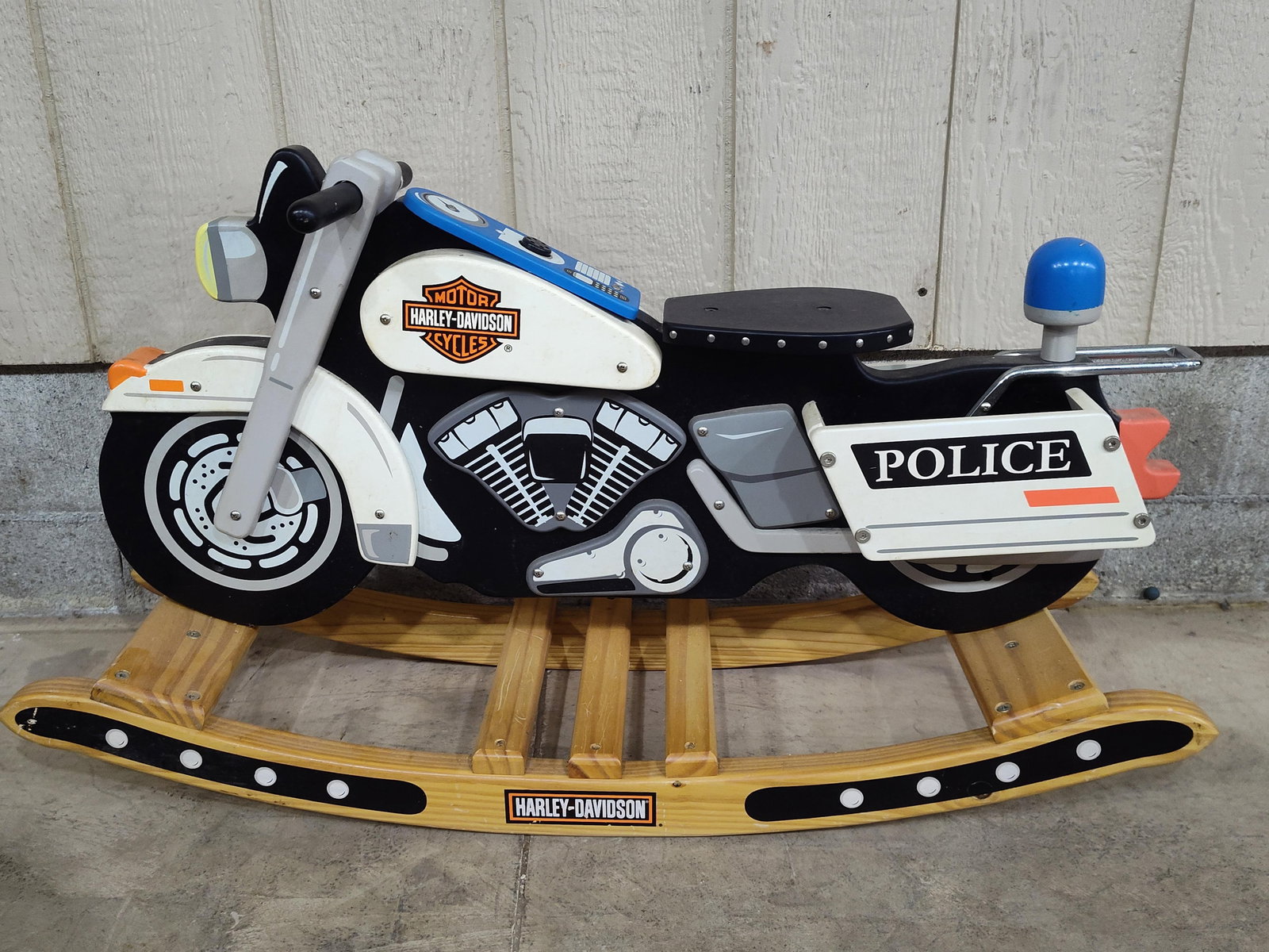 Harley Davidson Kid Craft Childs Wooden Ride On Rocking Motorcycle: Great overall condition measuring 19 x 34