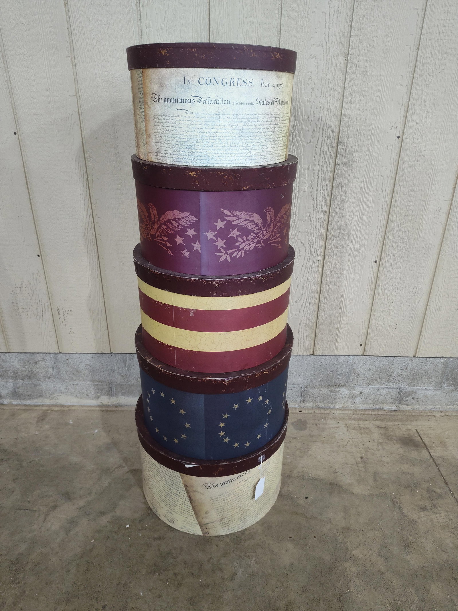 American Patriotic Nesting Stacking Band Boxes Inc 5 (1 of 5)