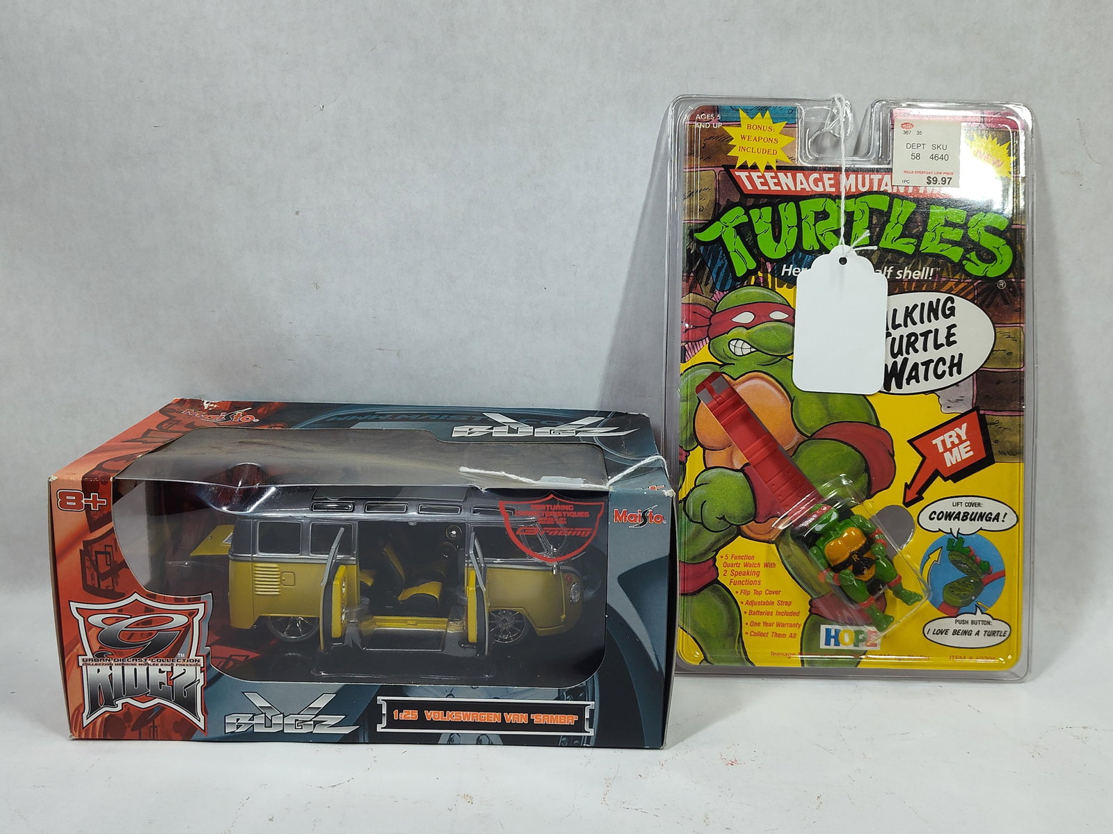 VTG Teenage Mutant Ninja Turtle Watch & Maisto Volkswagen Van Scale Model: .