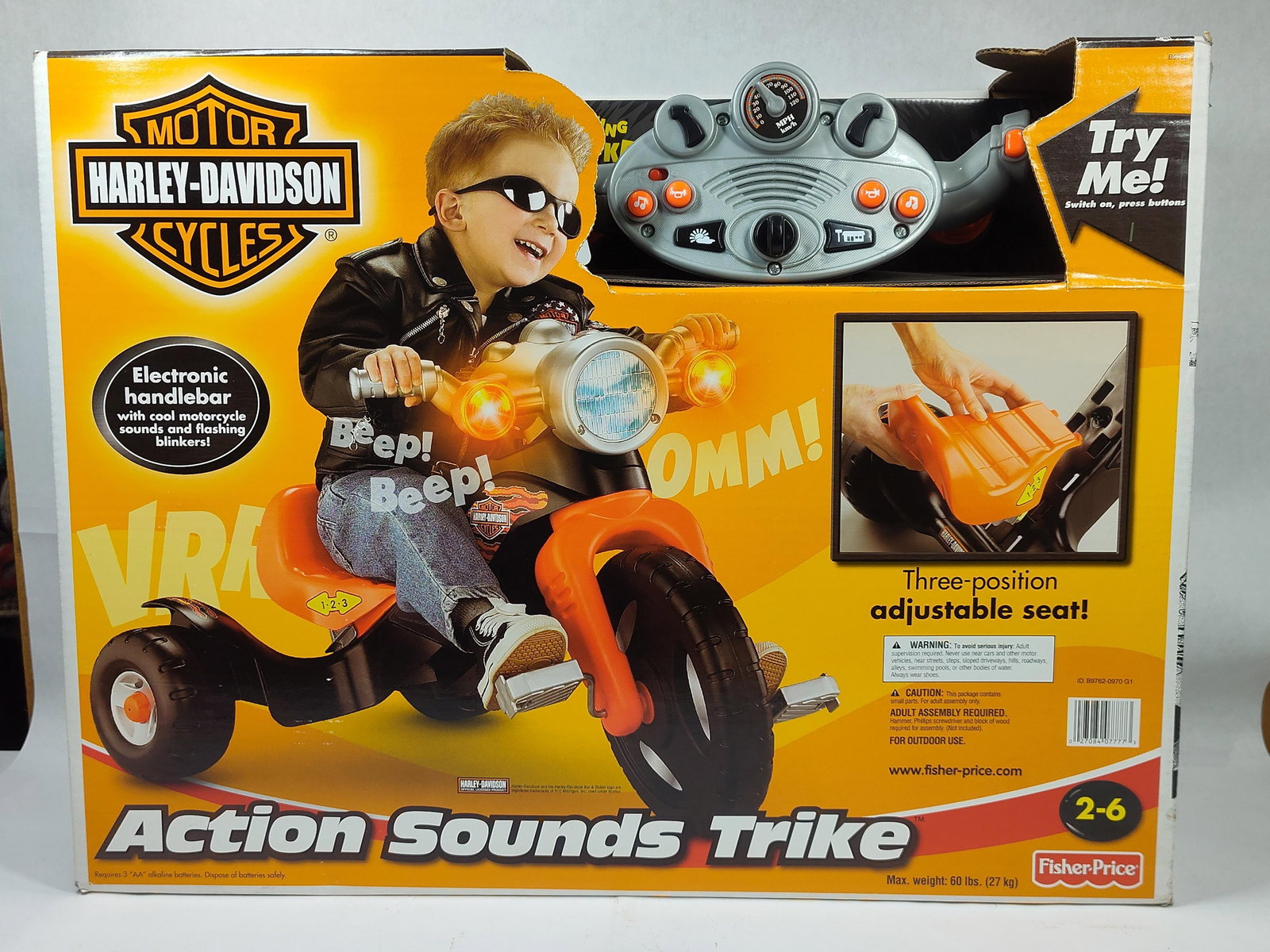 Fisher Price NOS Harley Davidson Childs Pedal Trike Motorcycle: Great NOS ride on trike for ages 2-6