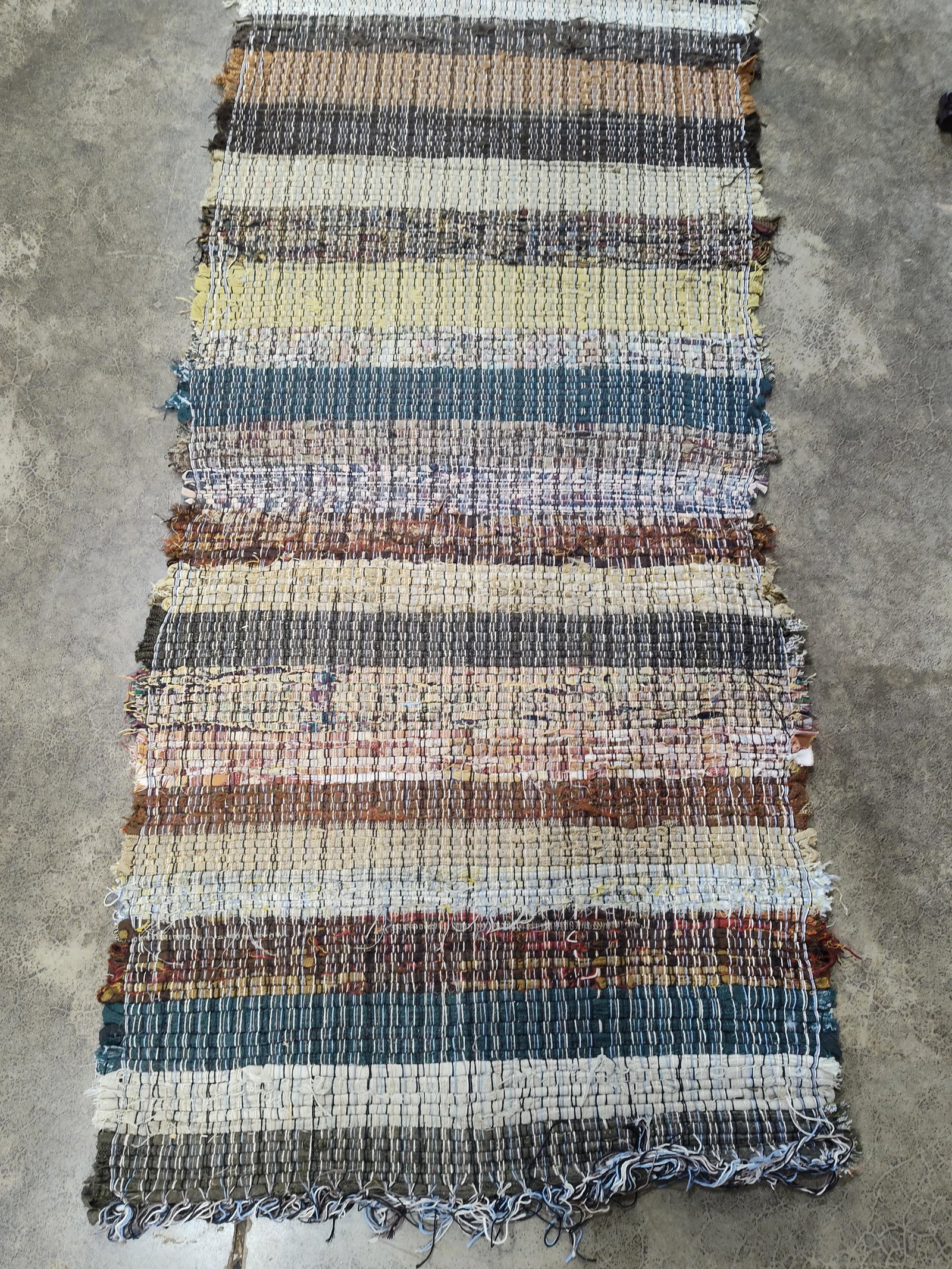 Primitive Multi Neutral Color Hook Runner Rug