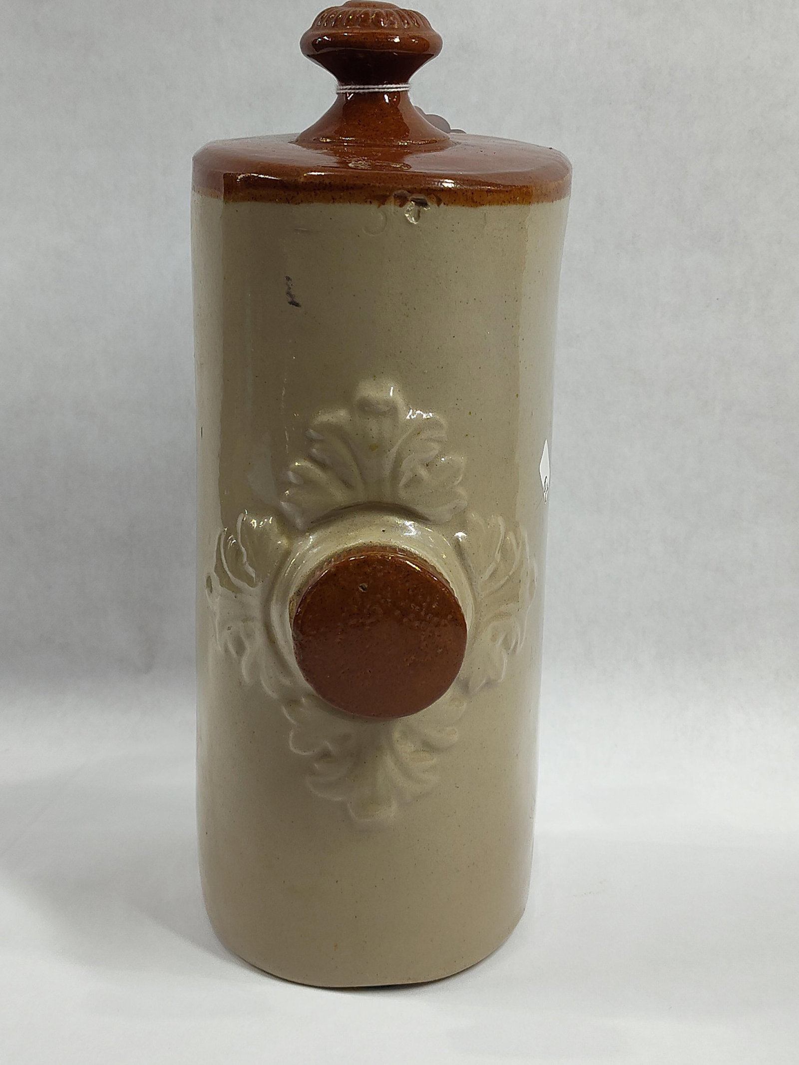 Antique 2 Pint Stoneware Pottery Hot Water Bottle Foot Warmer: Great early condition as seen in photos