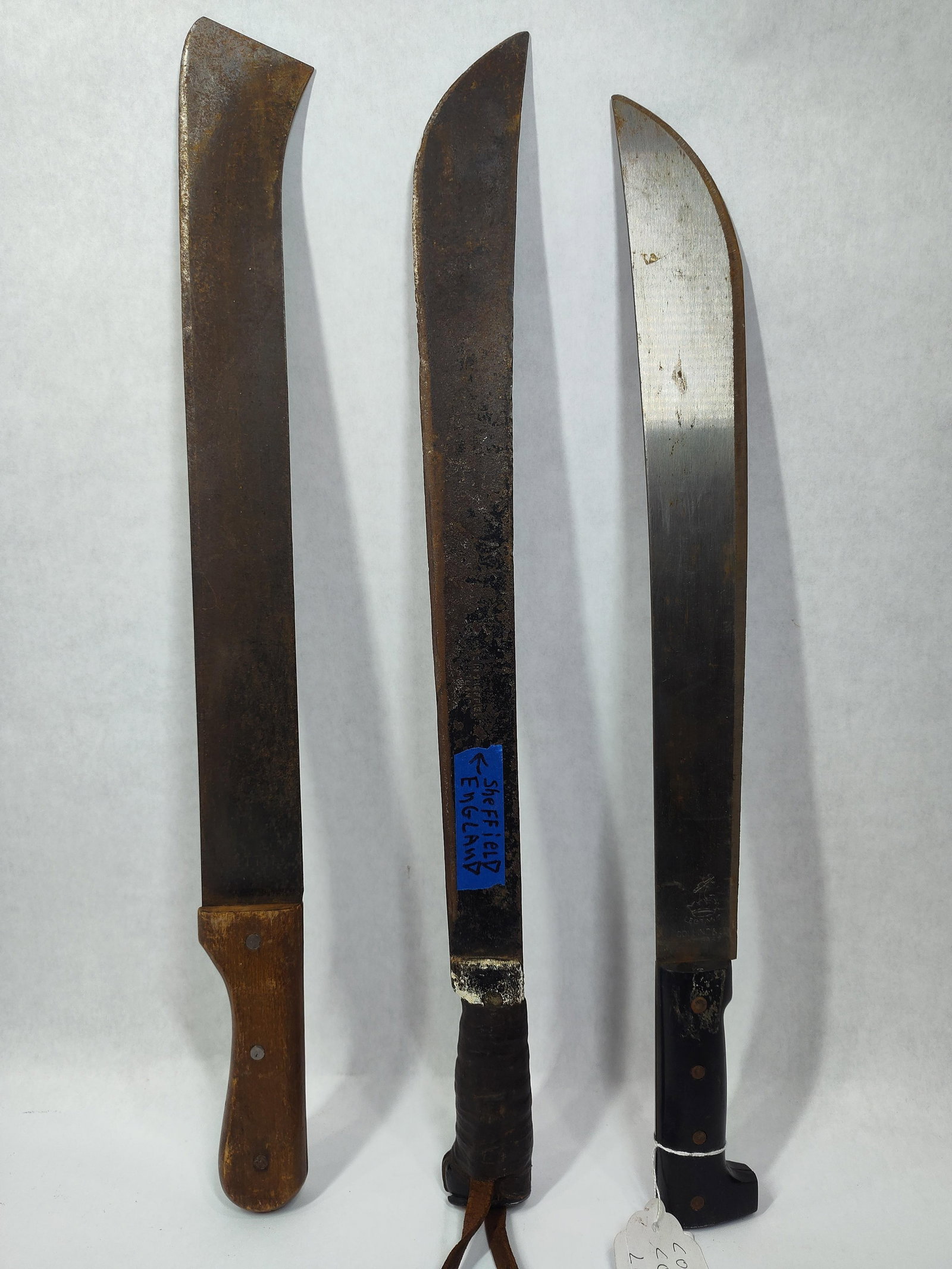 Sheffield England, Collins & Co Legitimus and Nettle Wood and Resin Handled Machete Lot of 3 (1 of 11)