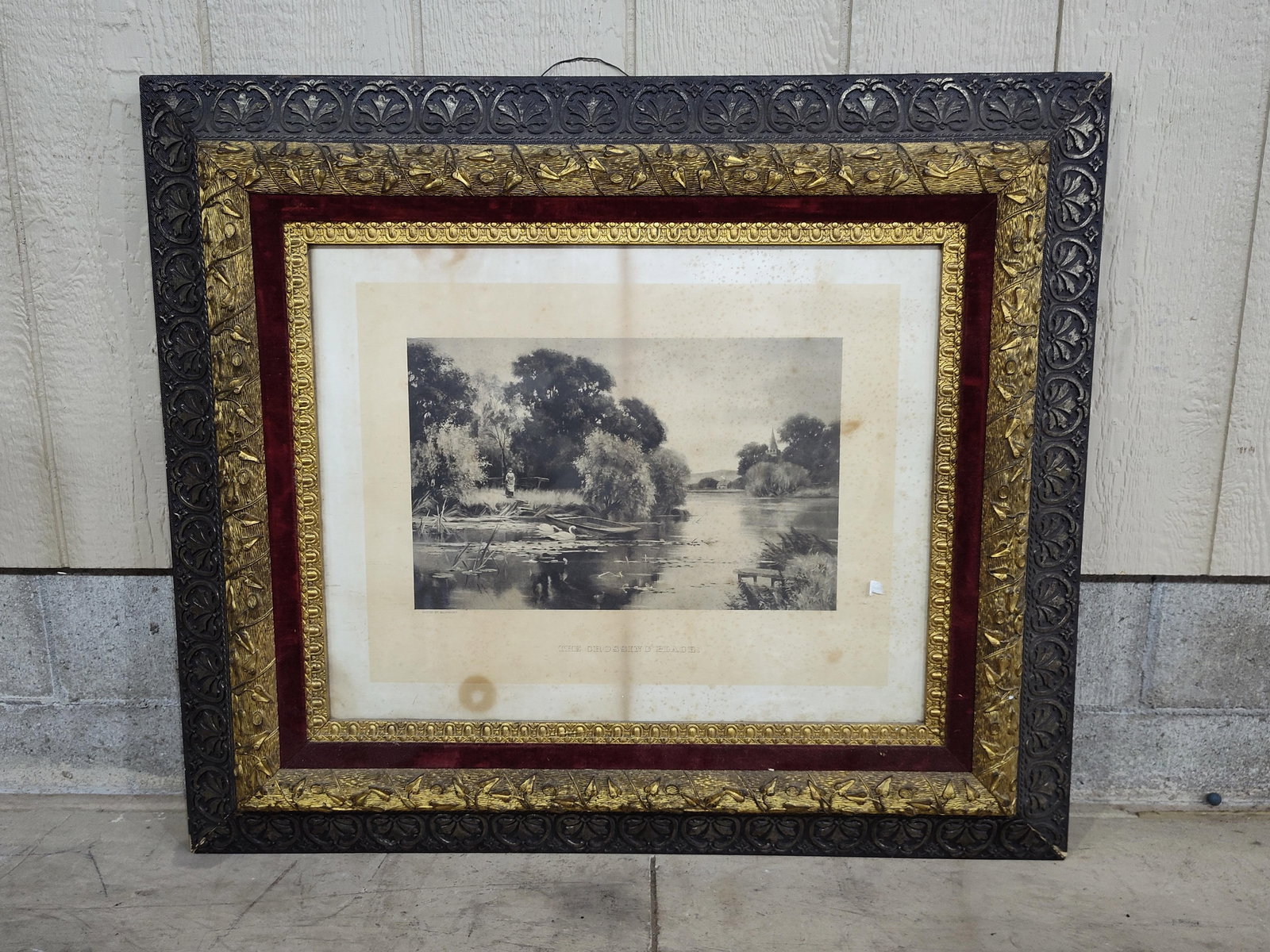 1891 Etching Framed Print The Crossing Place by Halfnight in Great Victorian Era Frame (1 of 7)