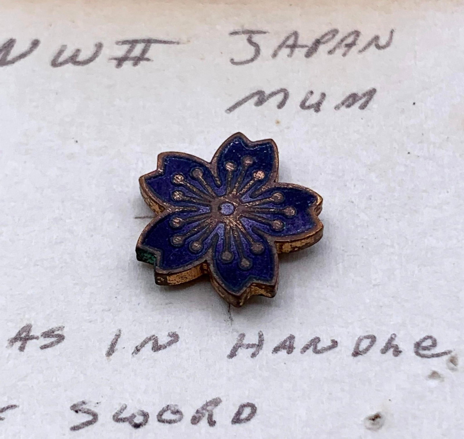 WWII era Imperial Japanese Cloisonne Sakura Cherry Blossom Navy Rate Patch Pin Medal (1 of 4)