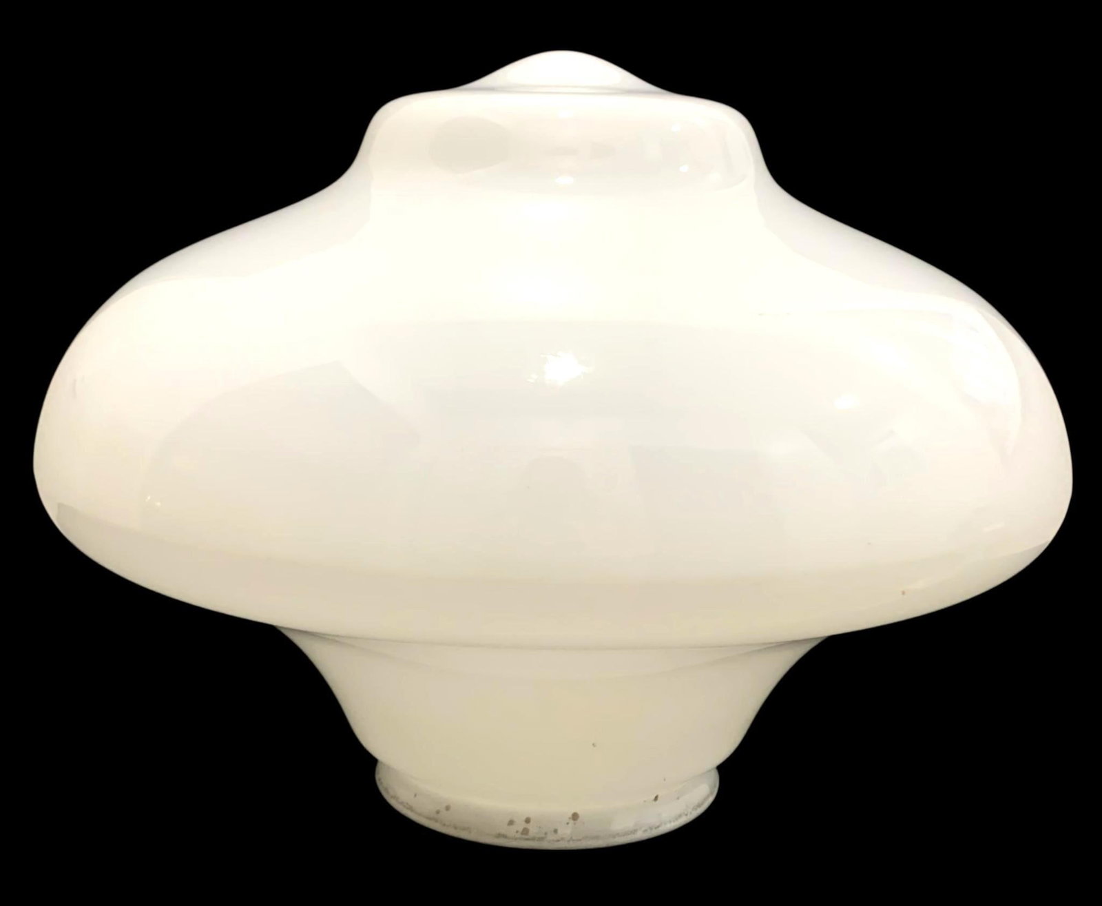 HUGE Vintage 17 inch Milk Glass Schoolhouse 6 inch Fitter Ceiling Light Shade: 17 IN x 12 IN with 6 IN fitter, no structural issues to the glass.