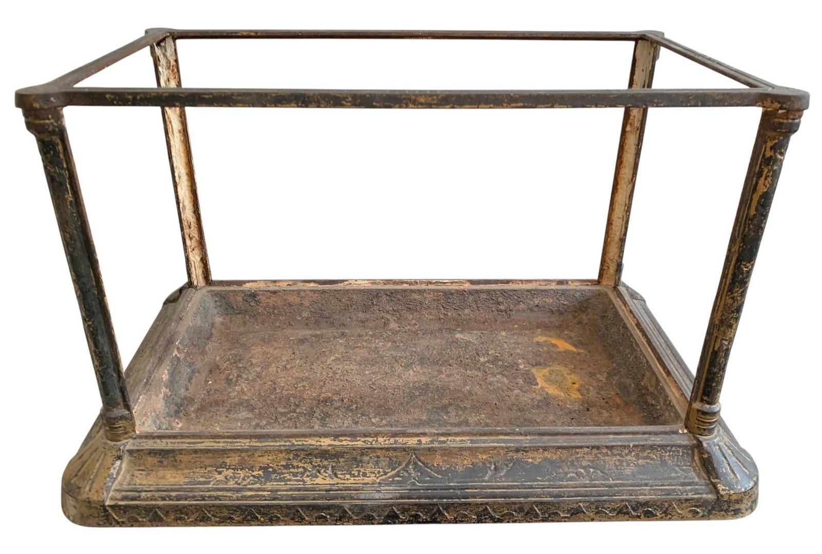 Ornate Antique C F KLEPPER Cast Iron Table Top Fish Aquarium, Plant Terrarium, Frame: 25 1/2 IN x 15 1/2 IN x 15 IN, embossed detailing, hefty in weight, C F KLEPPER Cov KY with patent date Feb 21 92, No glass.