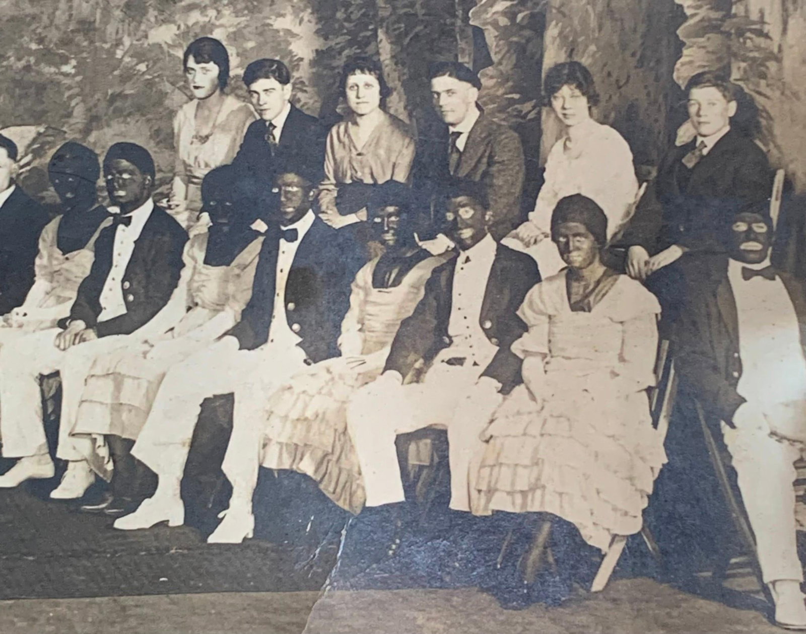 c1919 Black Face Minstrels Theatrical Actors Large Stage Group Photograph (1 of 10)