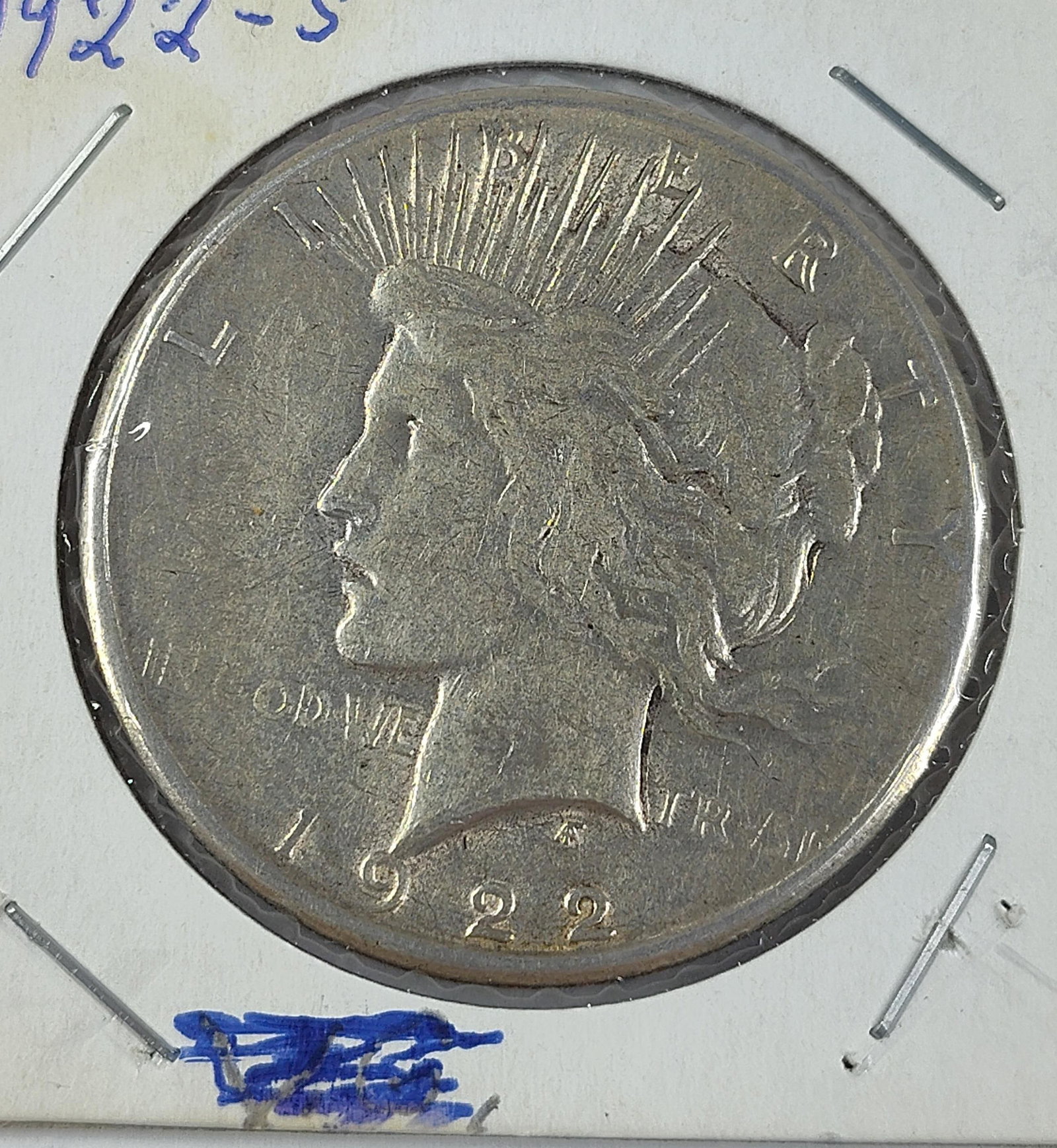 1922-S Peace Silver Dollar: Showing very minor wear?90% Silver?