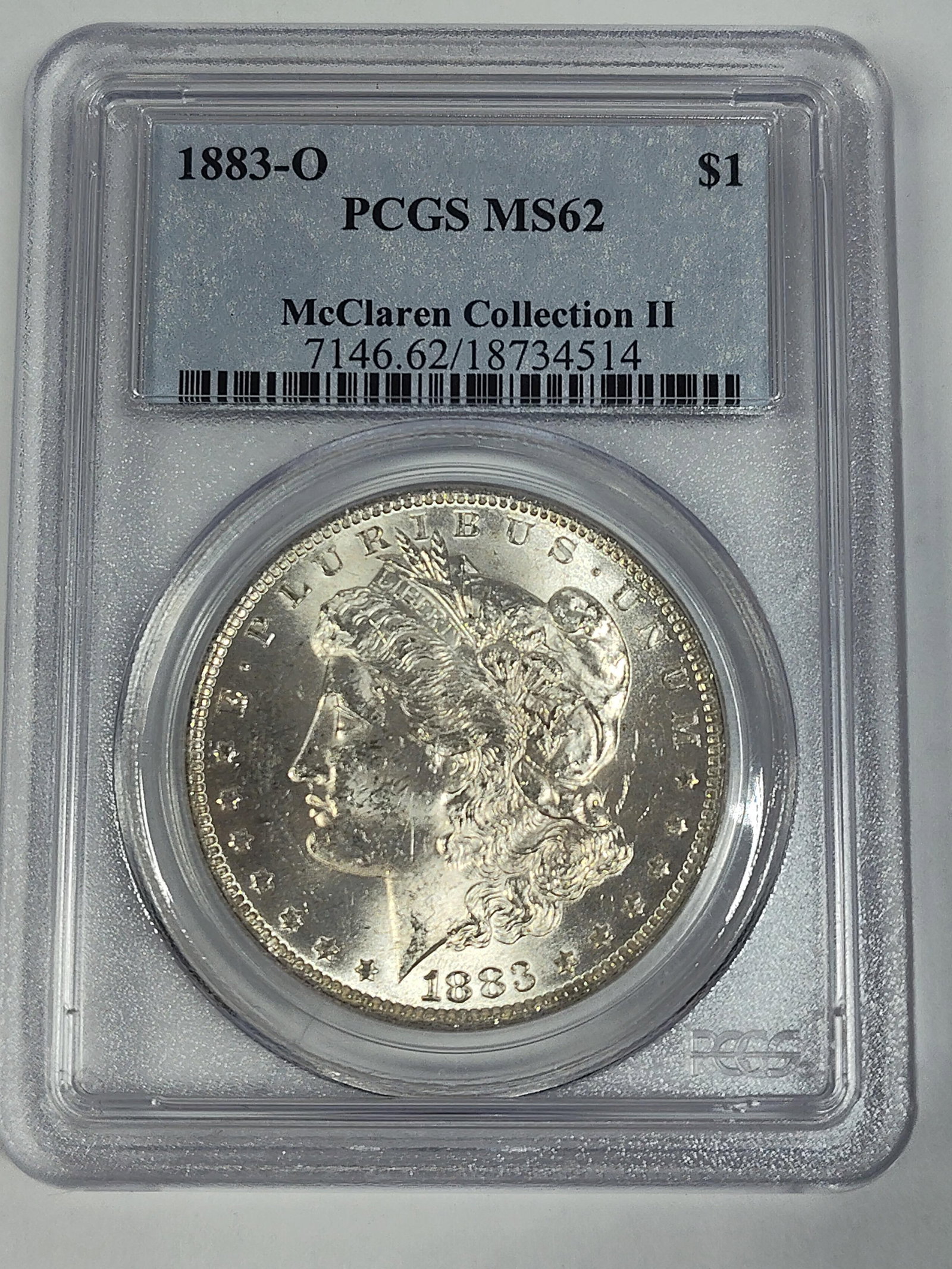 1883-O Morgan Silver Dollar McClaren Collection II PCGS MS62: Graded 7146.62/18734514