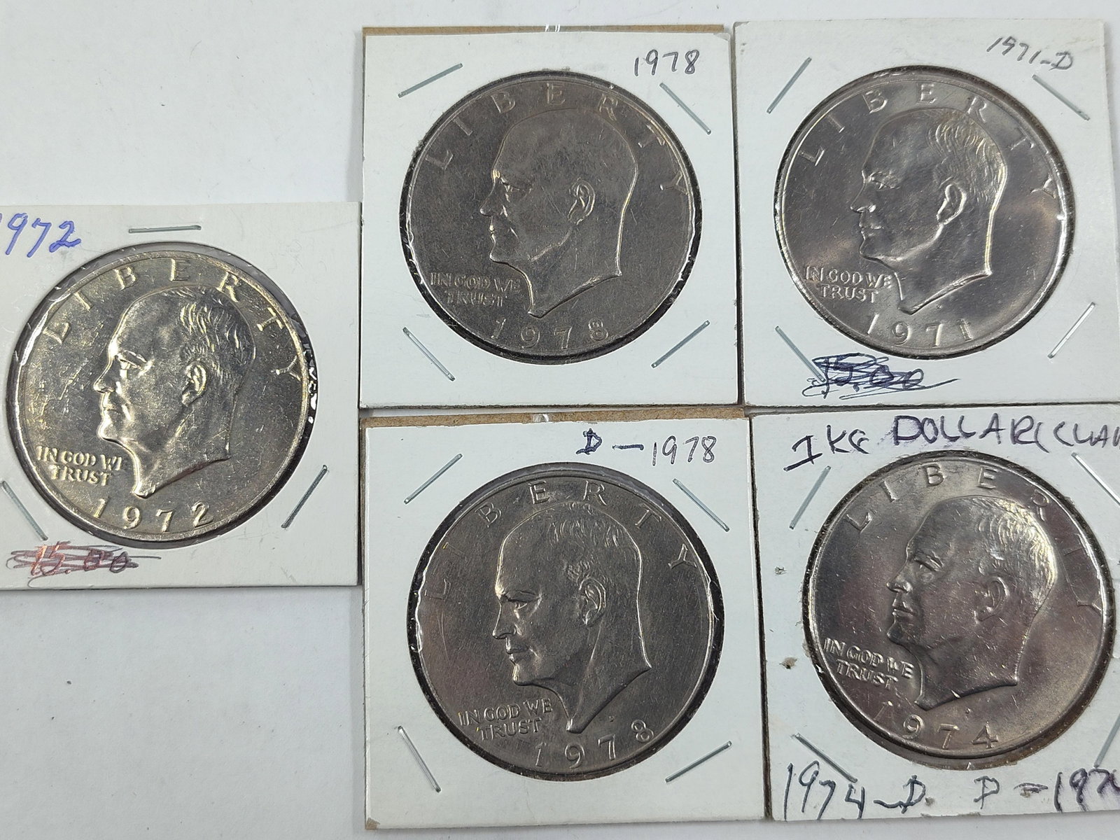 1971D, 72, 74D, 78 D Ike Dollars Lot of 5 (1 of 2)