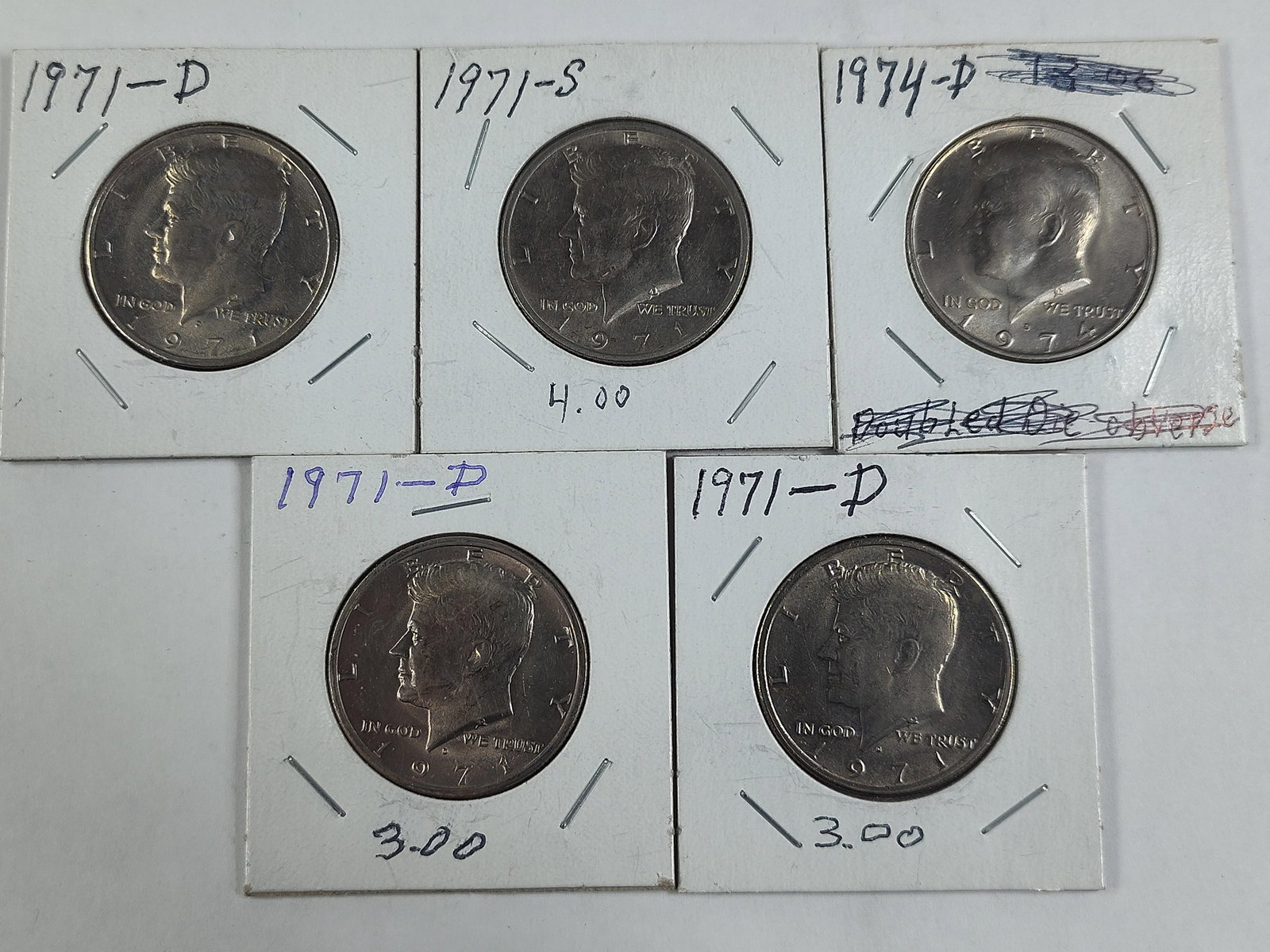 1971D, 1971S and 1974D Ike / Eisenhower Half Dollars Lot of 5: Includes3-1971D1971S1974D