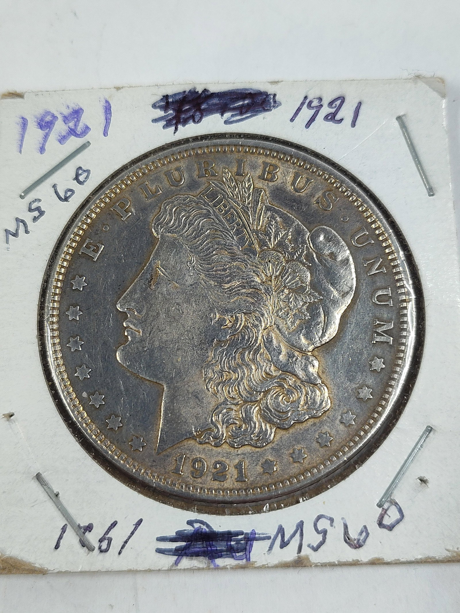 1921 Morgan Silver Dollar MS60: 90% Silver