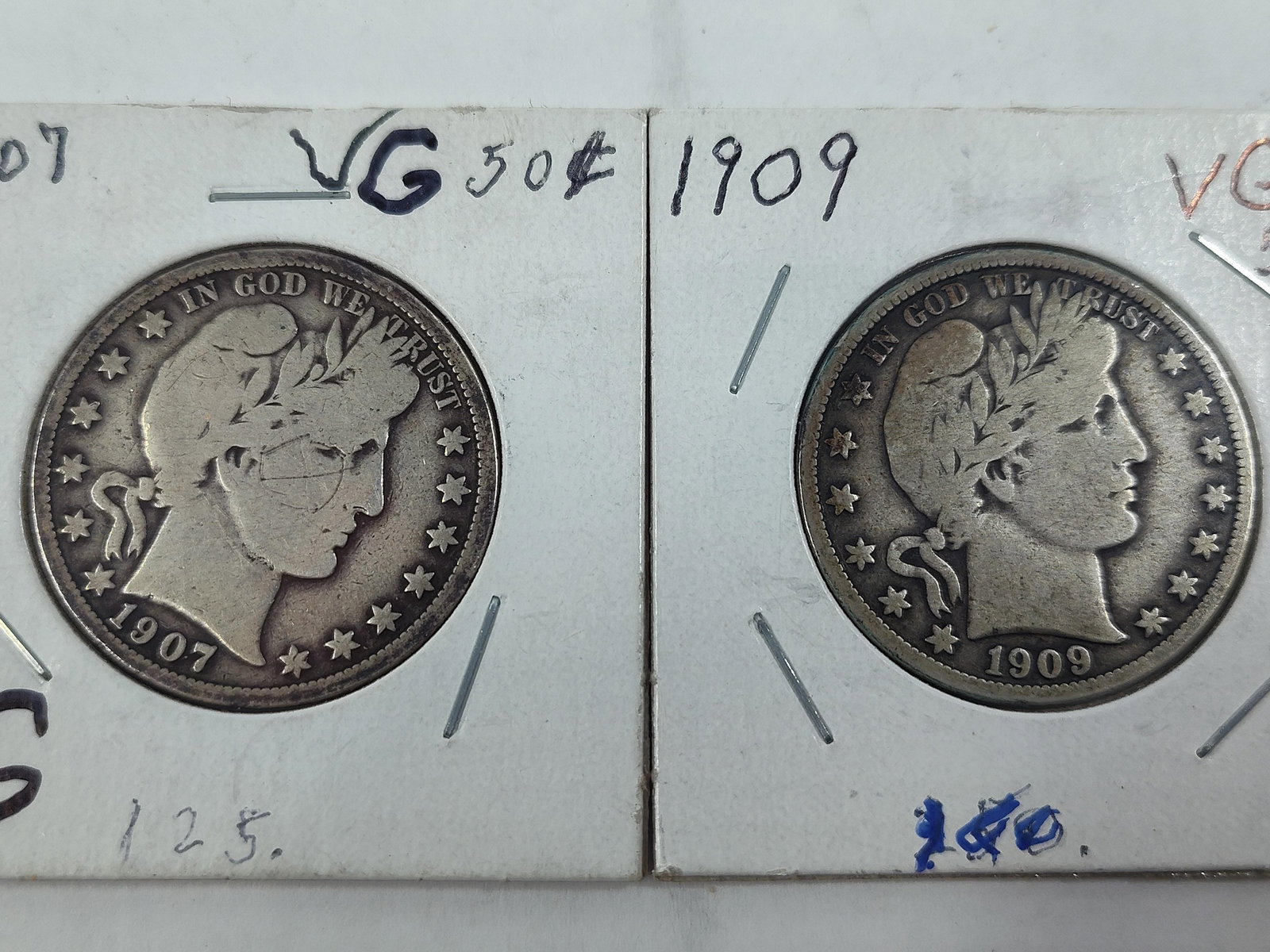 1907 & 1909 Barber Halves Lot of 2 (1 of 2)