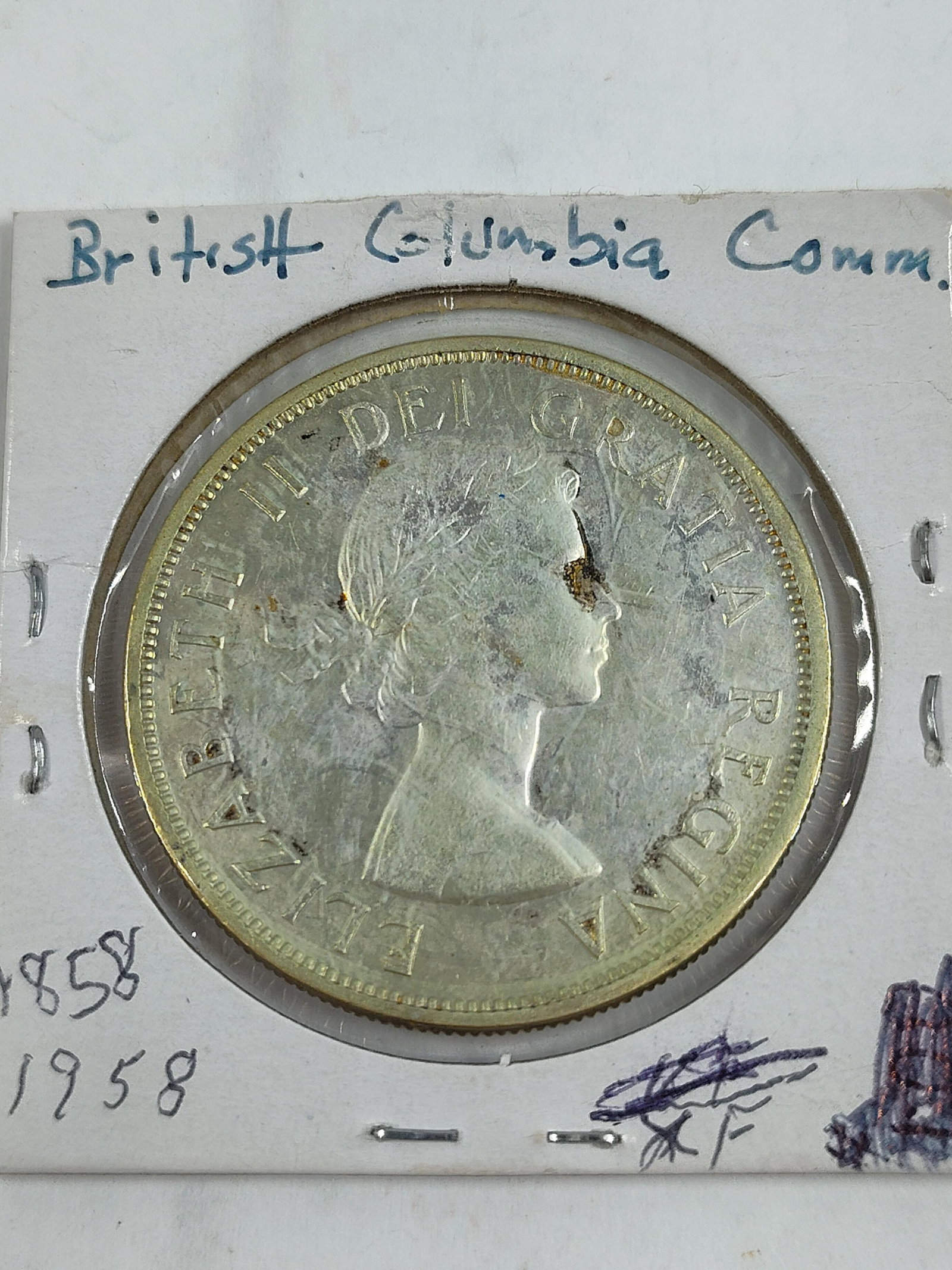 1858-1958 Commemorative British Columbia Silver Dollar w/ Totem Pole (1 of 2)
