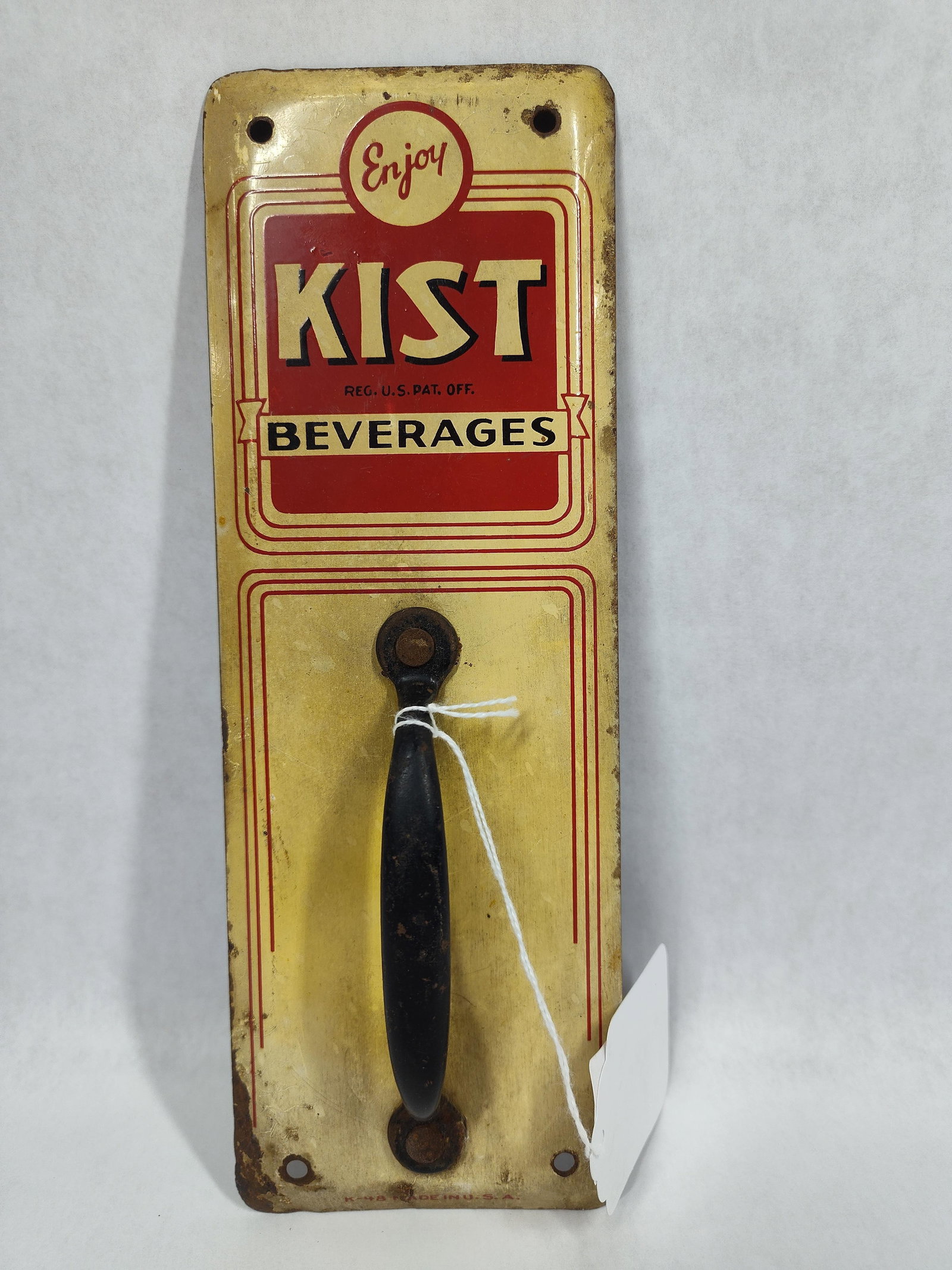 Kist Beverages General Store Door Push/Pull: In as found condition! 3.5in x 10in.