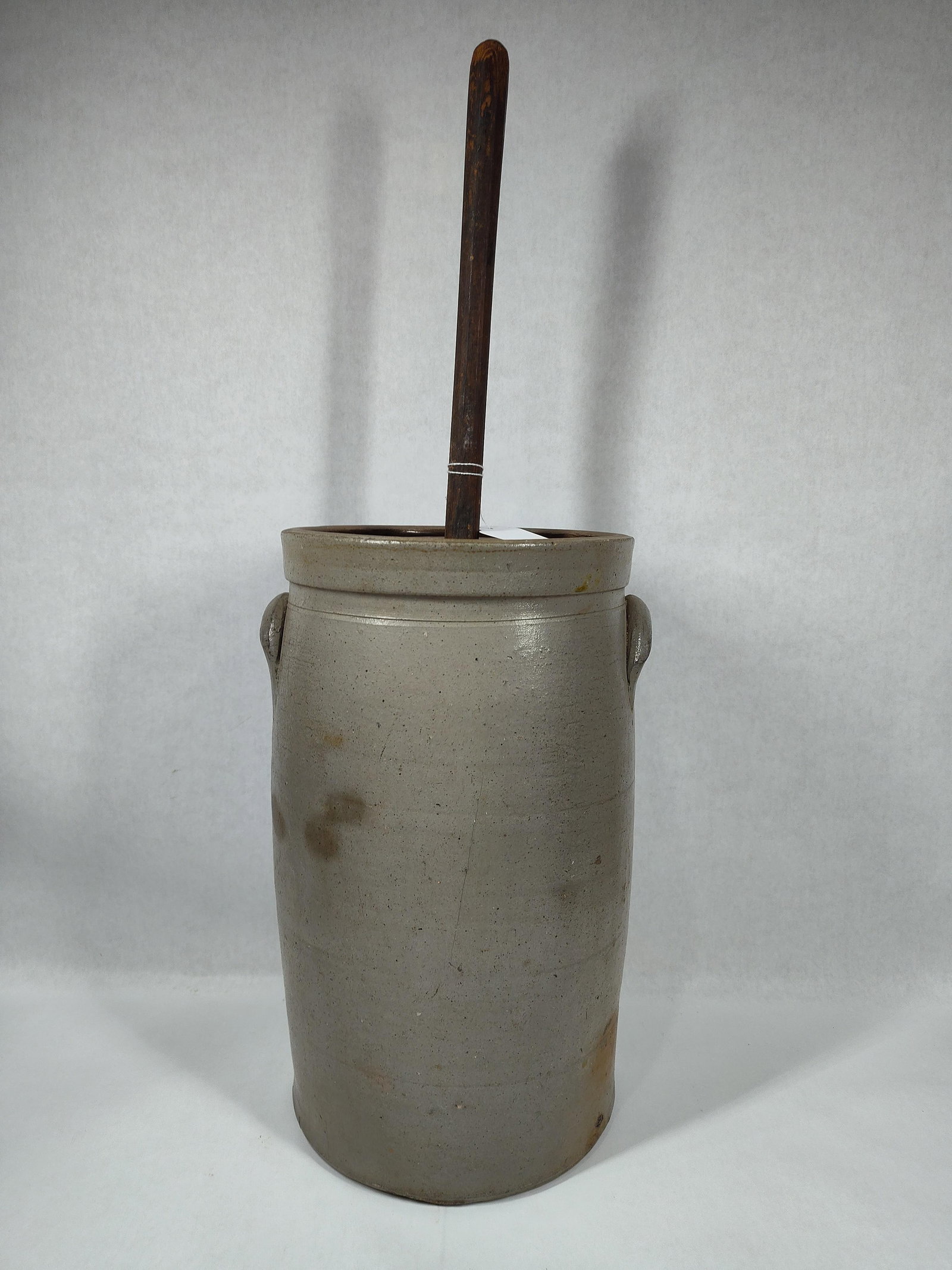Decorated 4-gal stoneware Dasher churn - 4