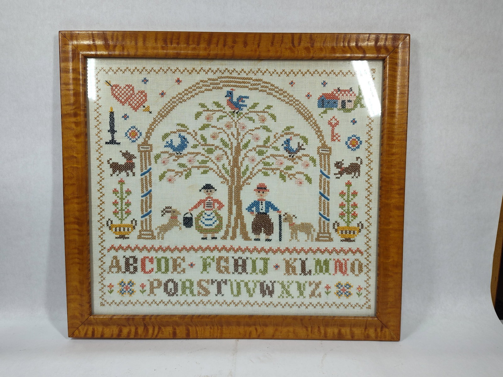 Alphabet Sampler in Tiger Maple Frame - 2