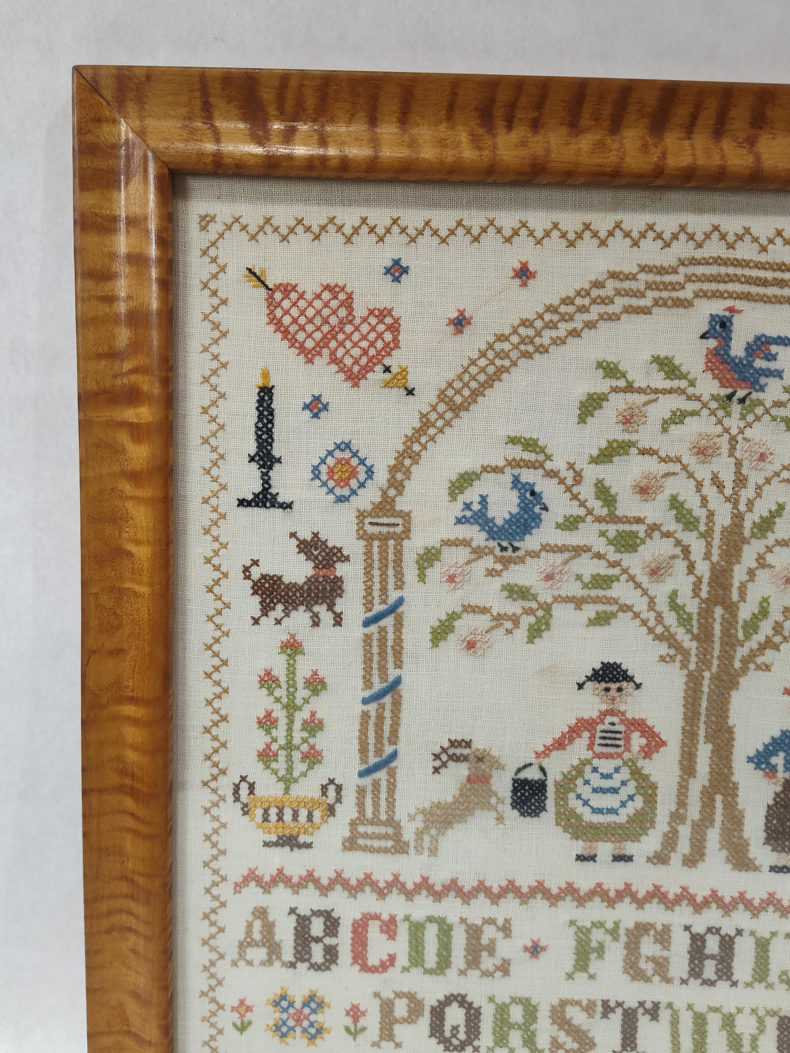 Alphabet Sampler in Tiger Maple Frame - 4