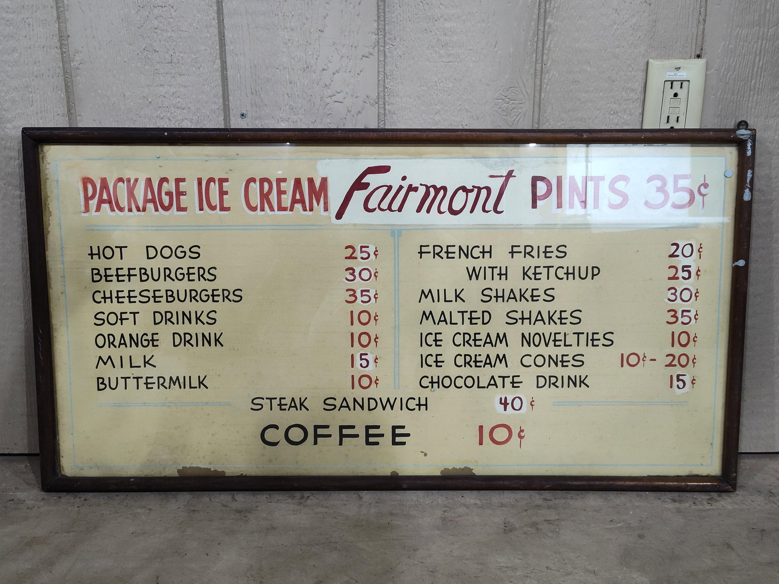 Painted Cardboard Menu Sign in Frame (1 of 7)