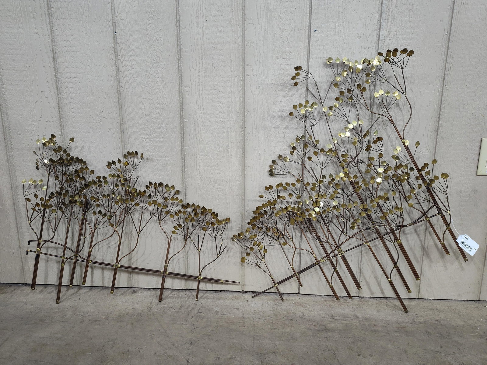C. Jere Mid Century Modern Aspen Tree Wall Sculpture: Signed and dated 1973. 2 pieces.