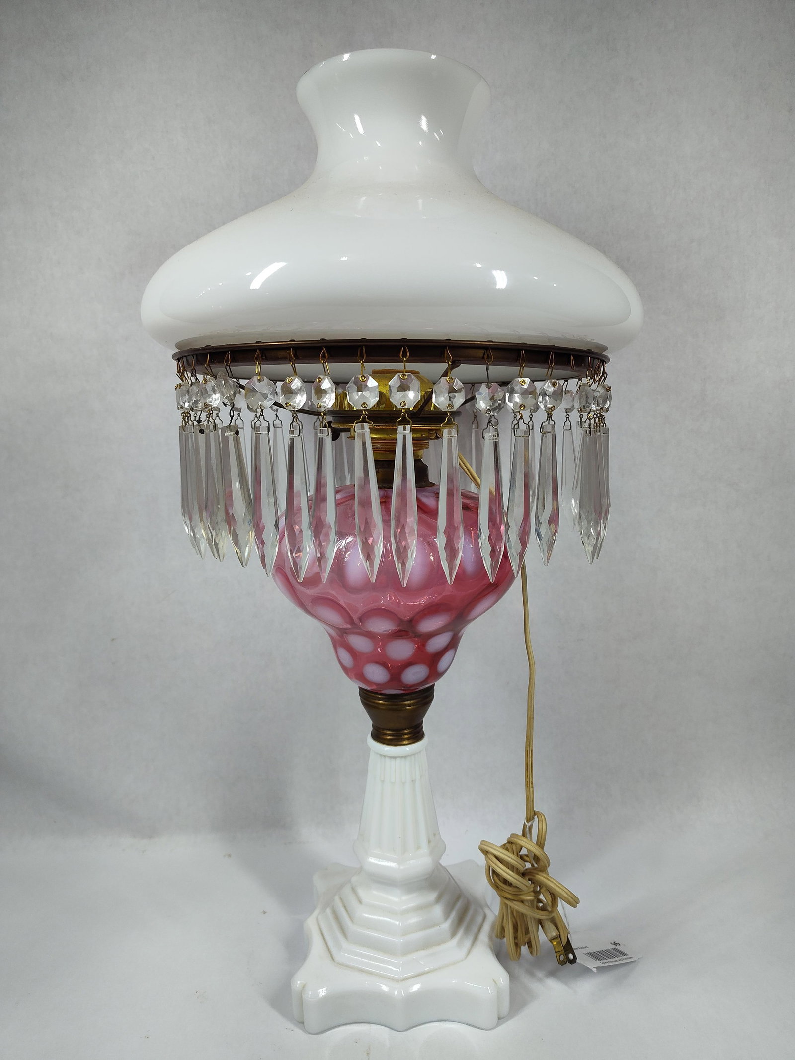 Fenton Cranberry Coin Dot Lamp (1 of 5)
