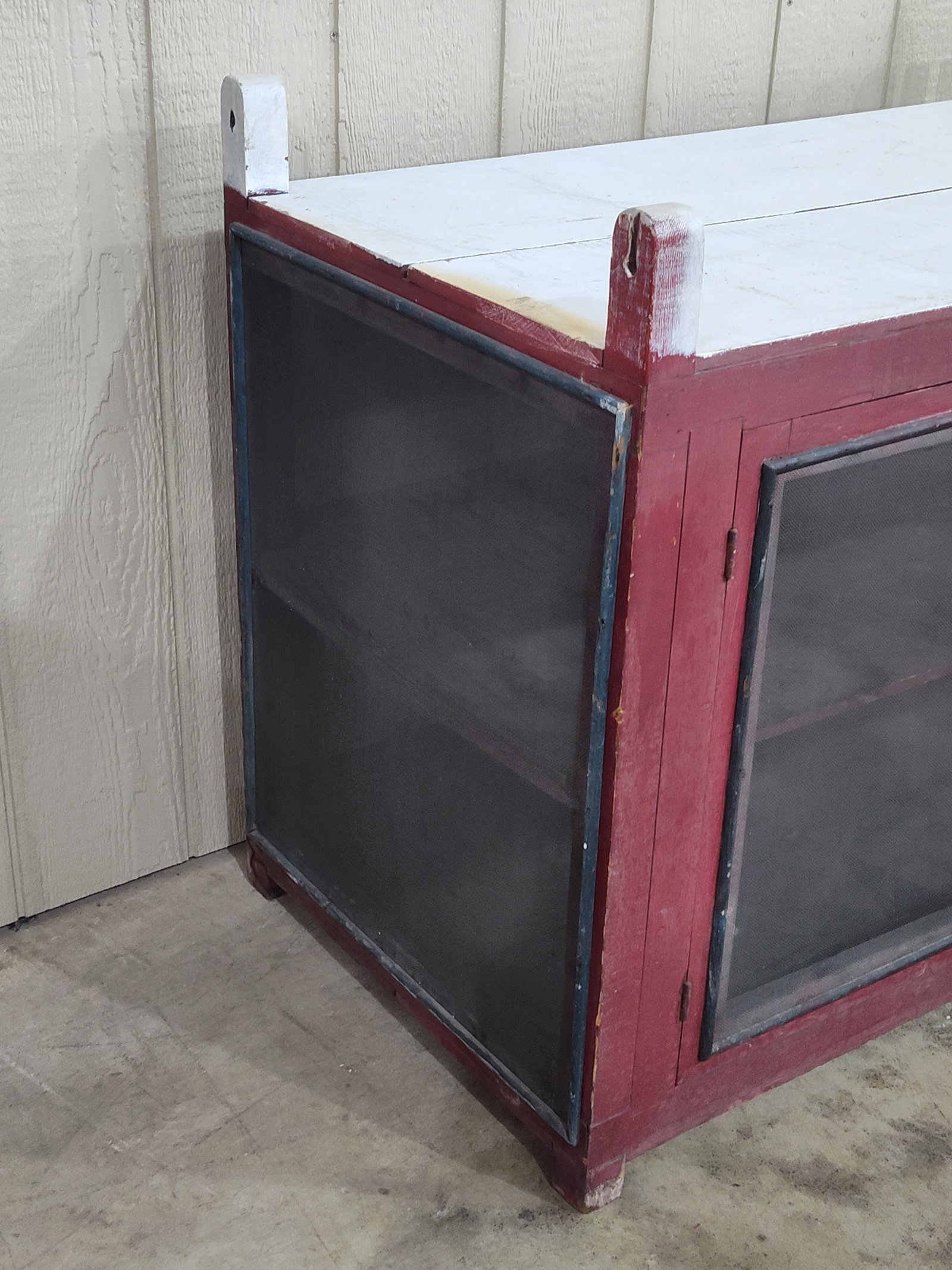 Primitive painted screened hanging pie safe - 8