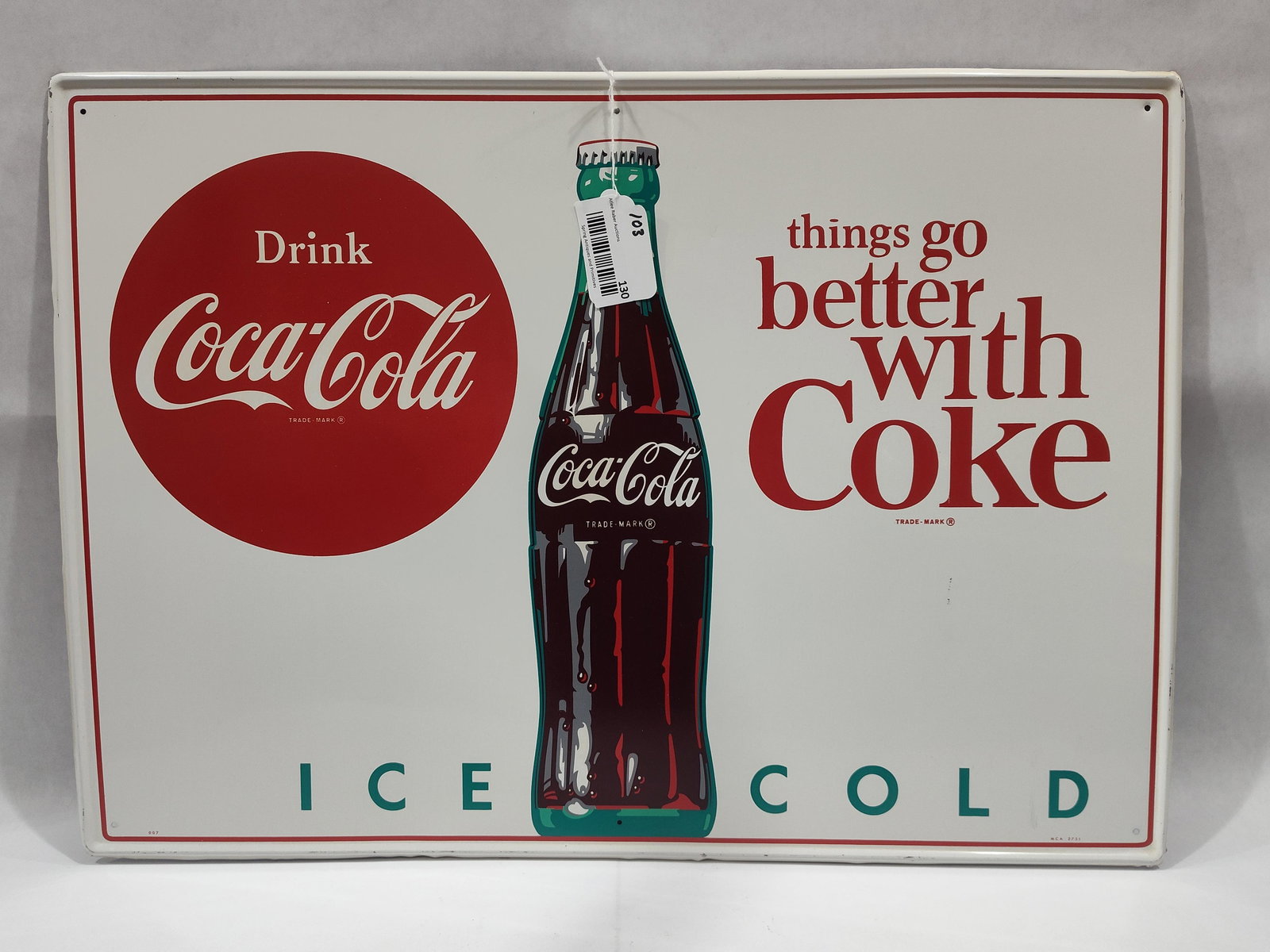 SST Coca-Cola "Ice Cold" self-framed sign (1 of 6)