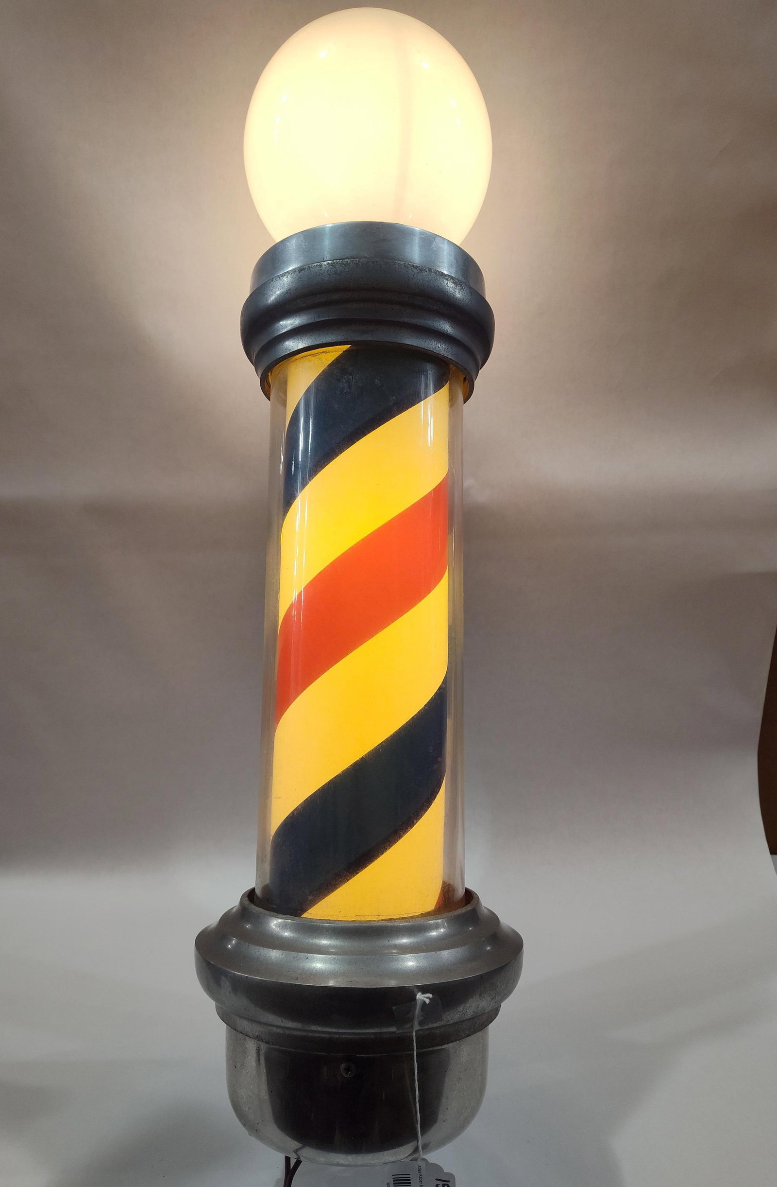 Awesome Marvy Model 55 Lighted Barbershop Pole: With glass globe and cylinder. Lights and rotates as it should!! 33.5in long.
