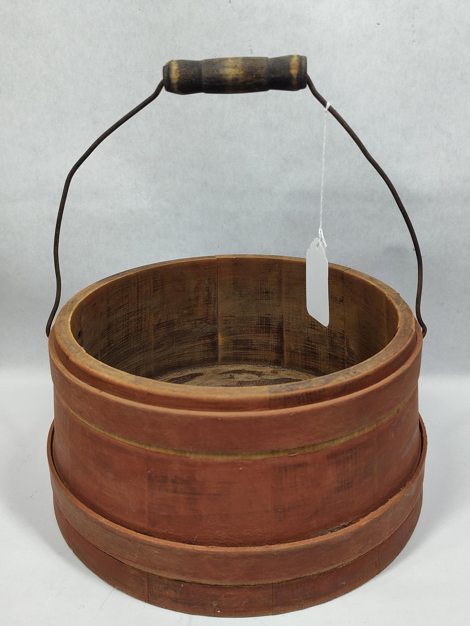 Primitive Red Painted Half Firkin (No Lid): Excellent red paint!! 11.5in diameter 6.5in tall.