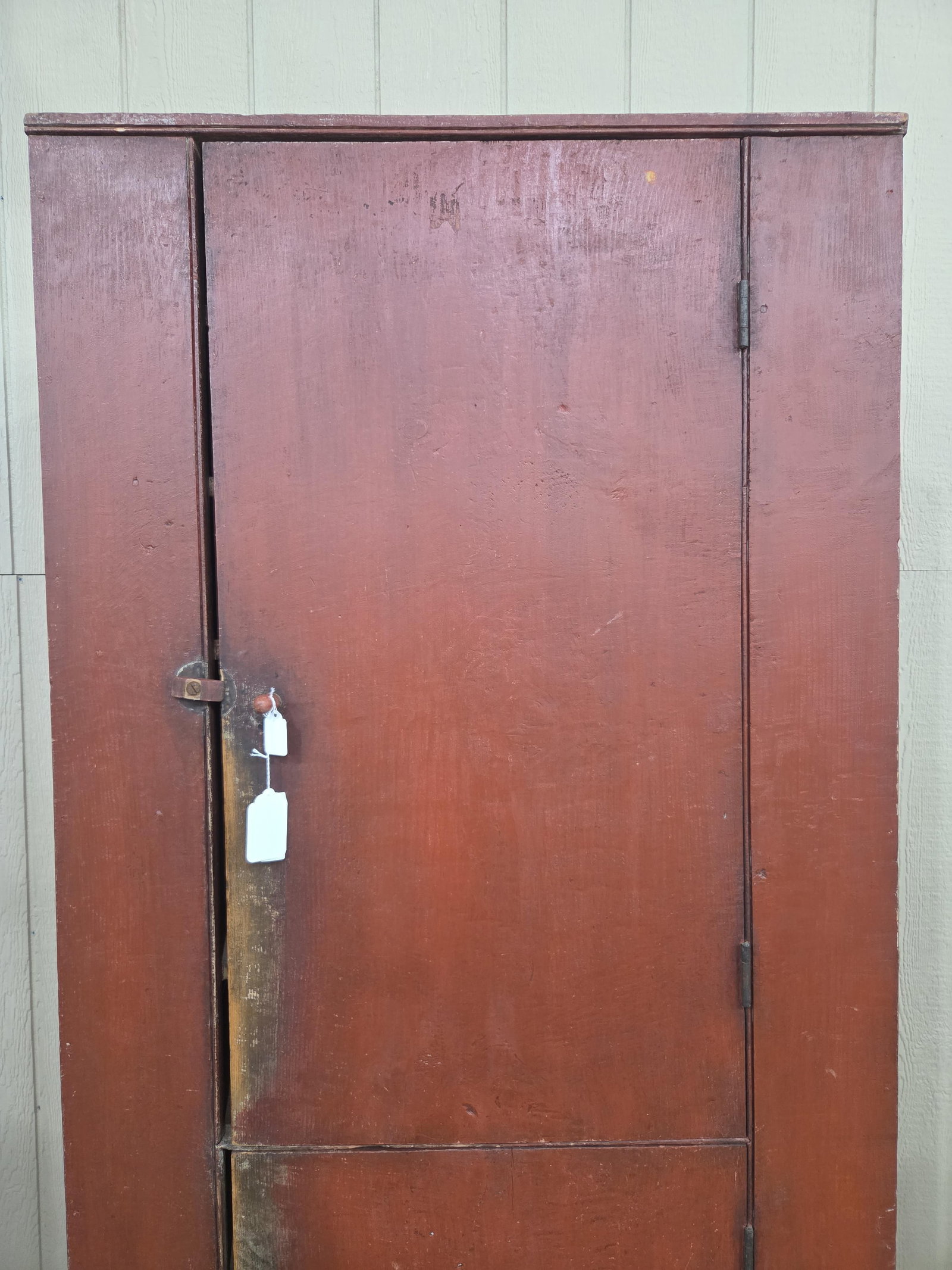 Excellent Primitive Red Painted Flatwall Cupboard - 2