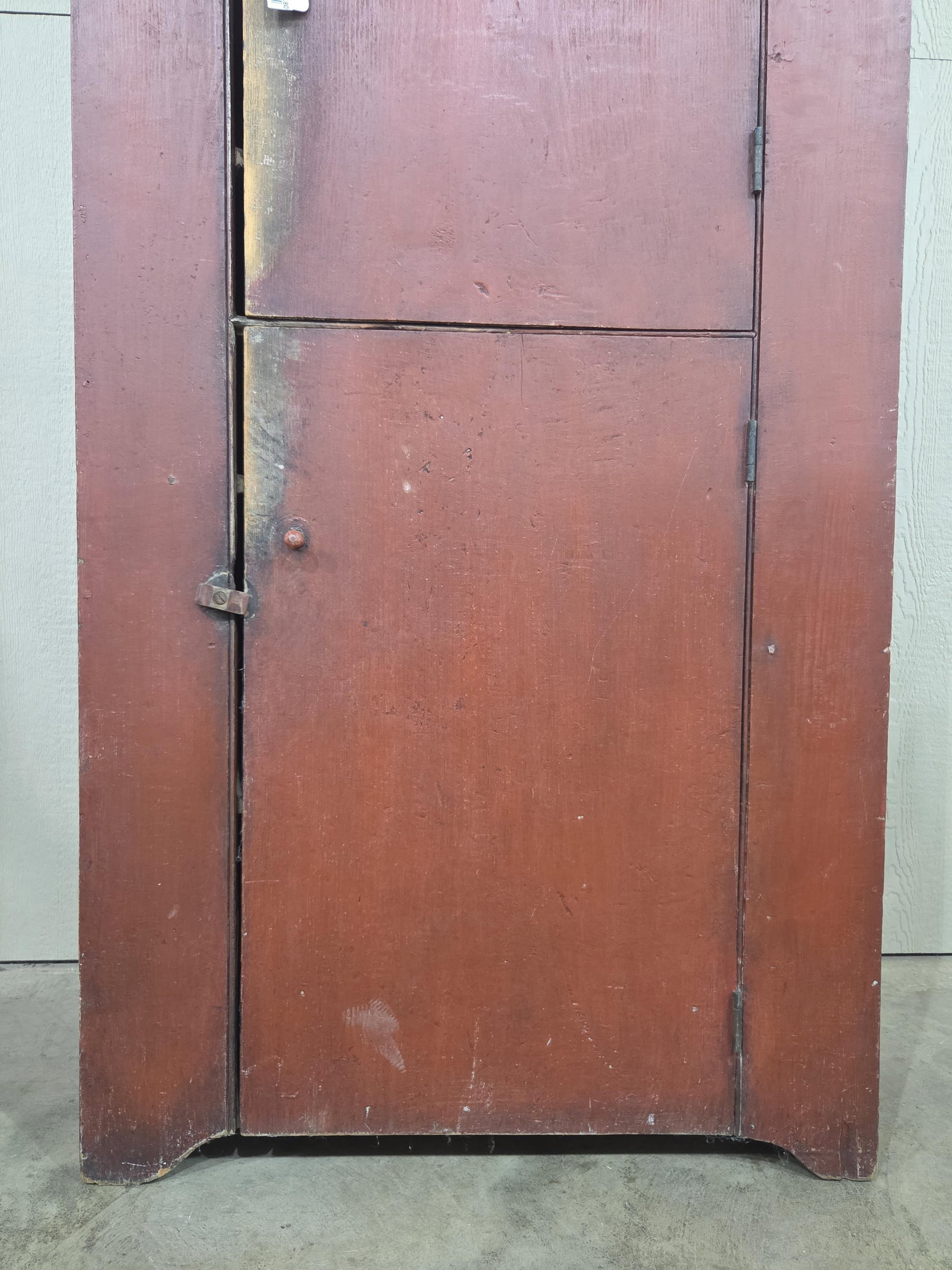 Excellent Primitive Red Painted Flatwall Cupboard - 8