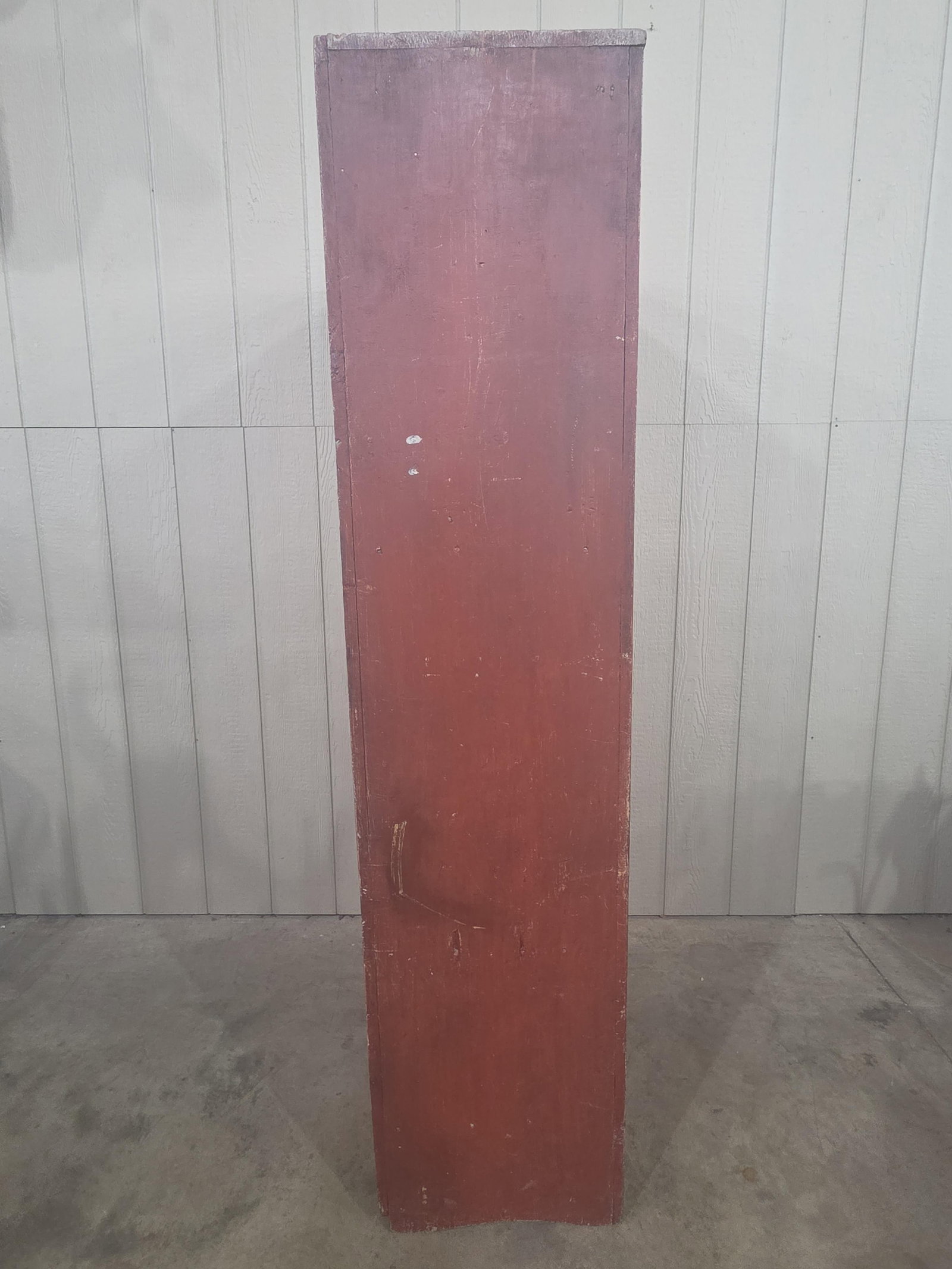 Excellent Primitive Red Painted Flatwall Cupboard - 9