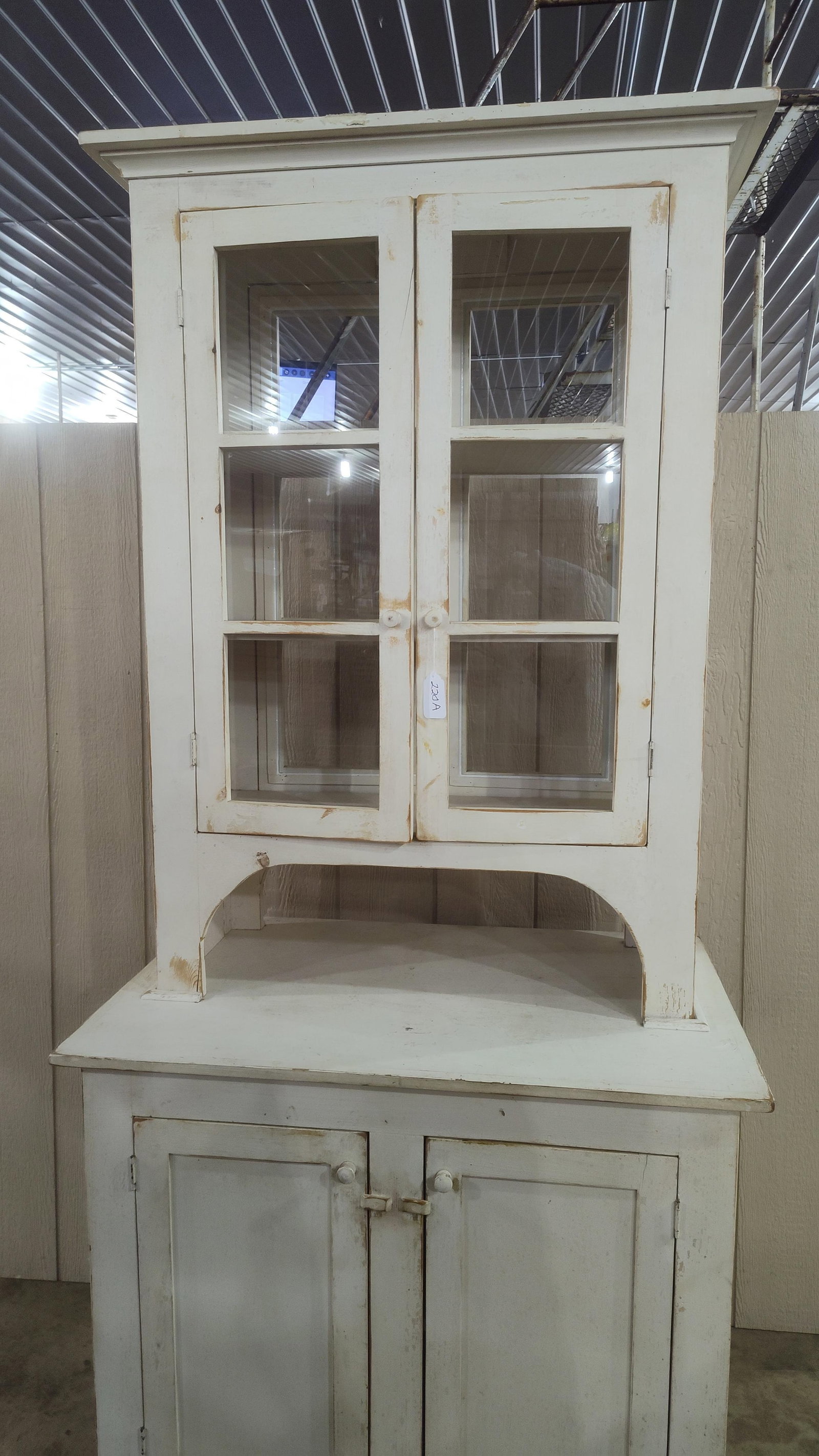 Unusual 2pc 2-sided Painted Cupboard from an old store: Comes out of an old store, unusual that it opens up from both front and back. Has a great look!! 39in wide 25in deep 84in tall.