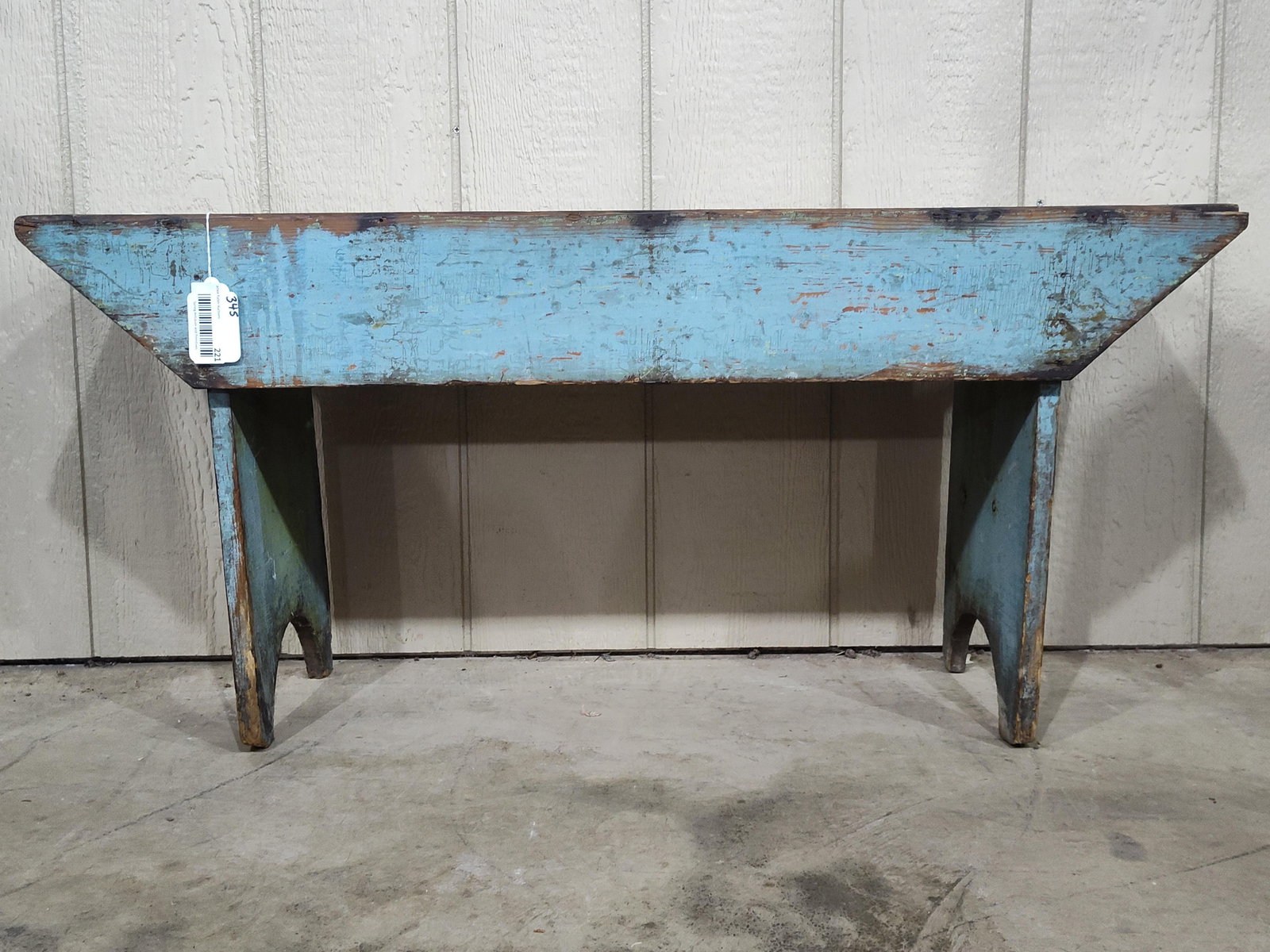 Great Primitive Blue Painted Bench - 2