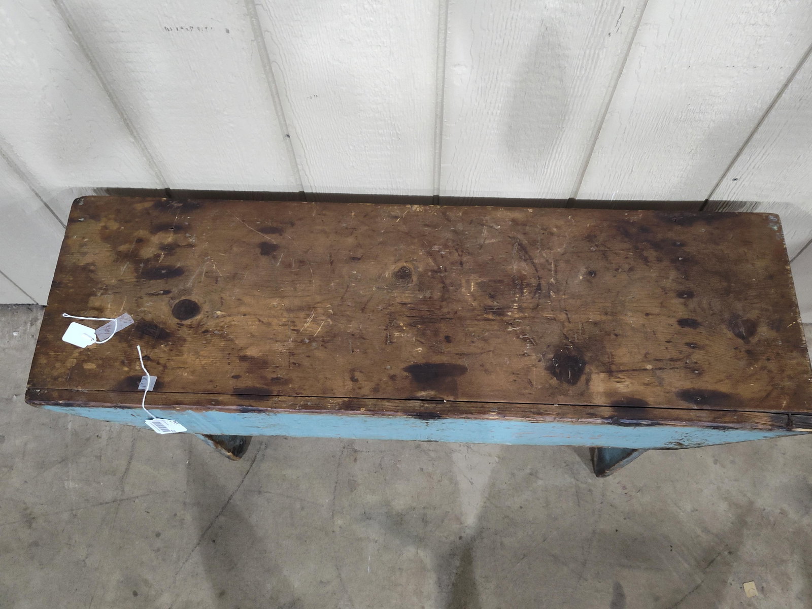 Great Primitive Blue Painted Bench - 3