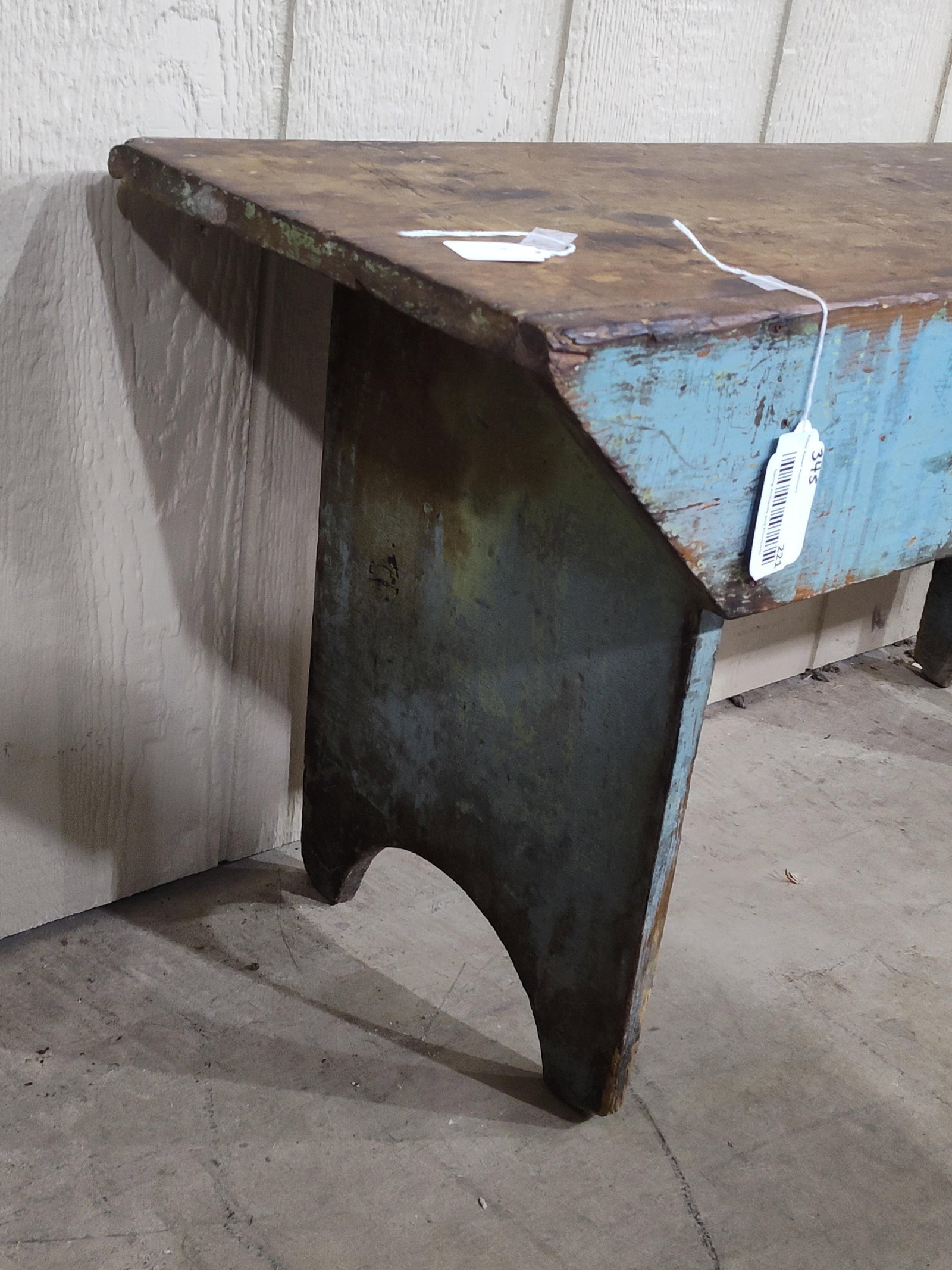 Great Primitive Blue Painted Bench - 4
