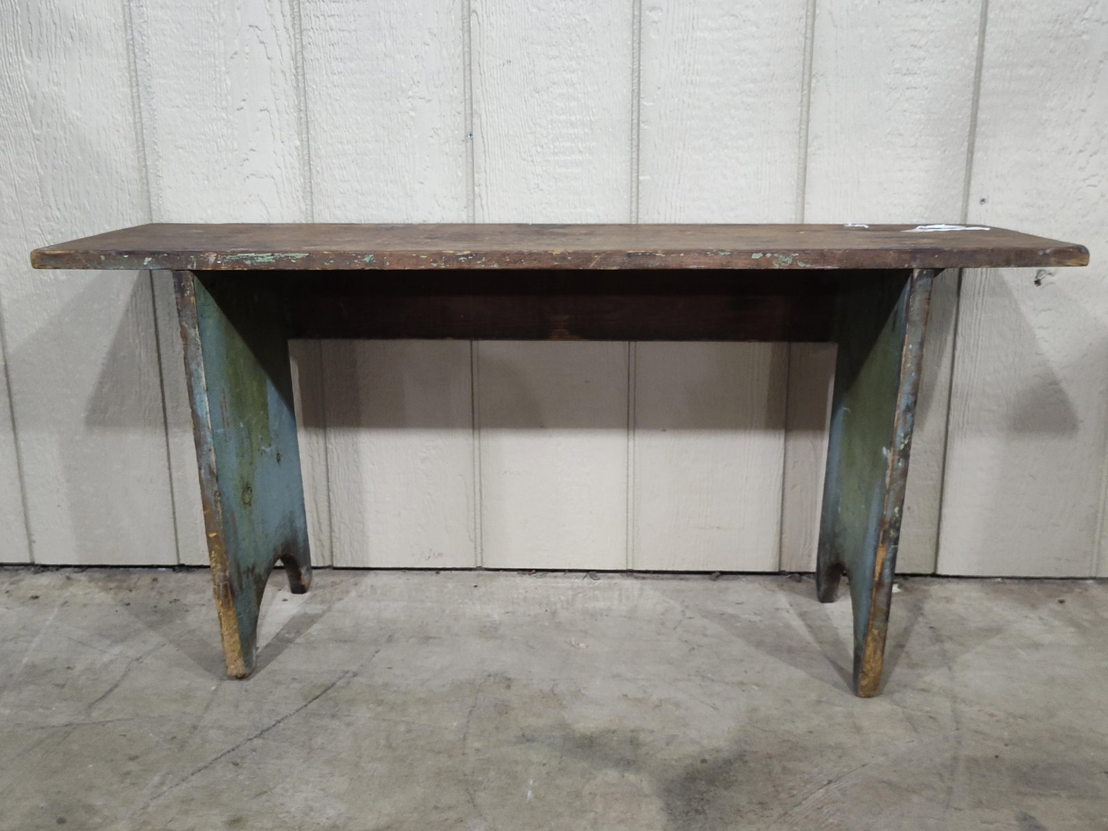 Great Primitive Blue Painted Bench - 6