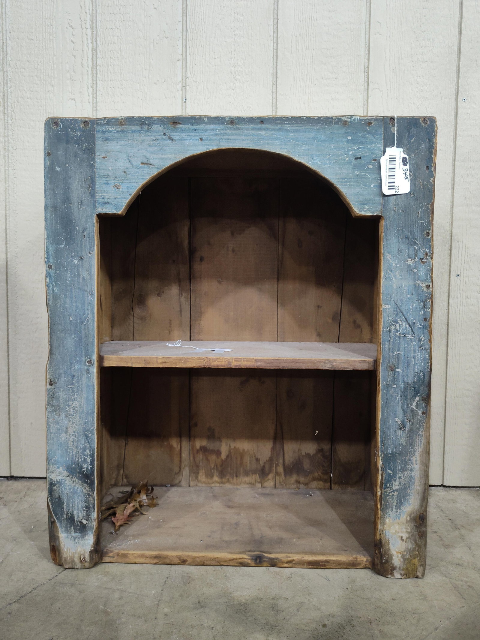 Primitive Dovetailed Hanging Cabinet/Shelf: Great multi colored piece with cut nails and heavily dovetailed corners! Sides and top are red, front is blue. Has a great primitive look!! 24in wide 11in deep 28.5in tall.