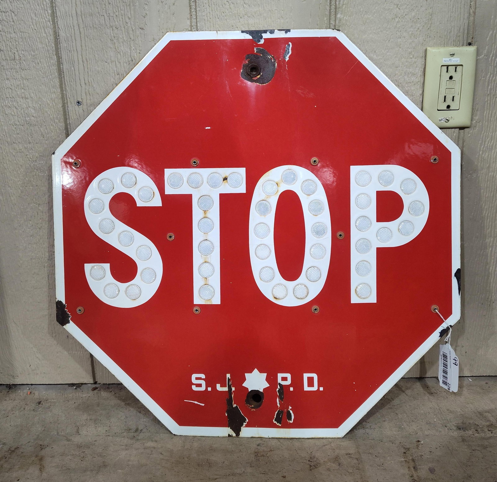 Porcelain San Jose Police Department STOP sign (1 of 6)