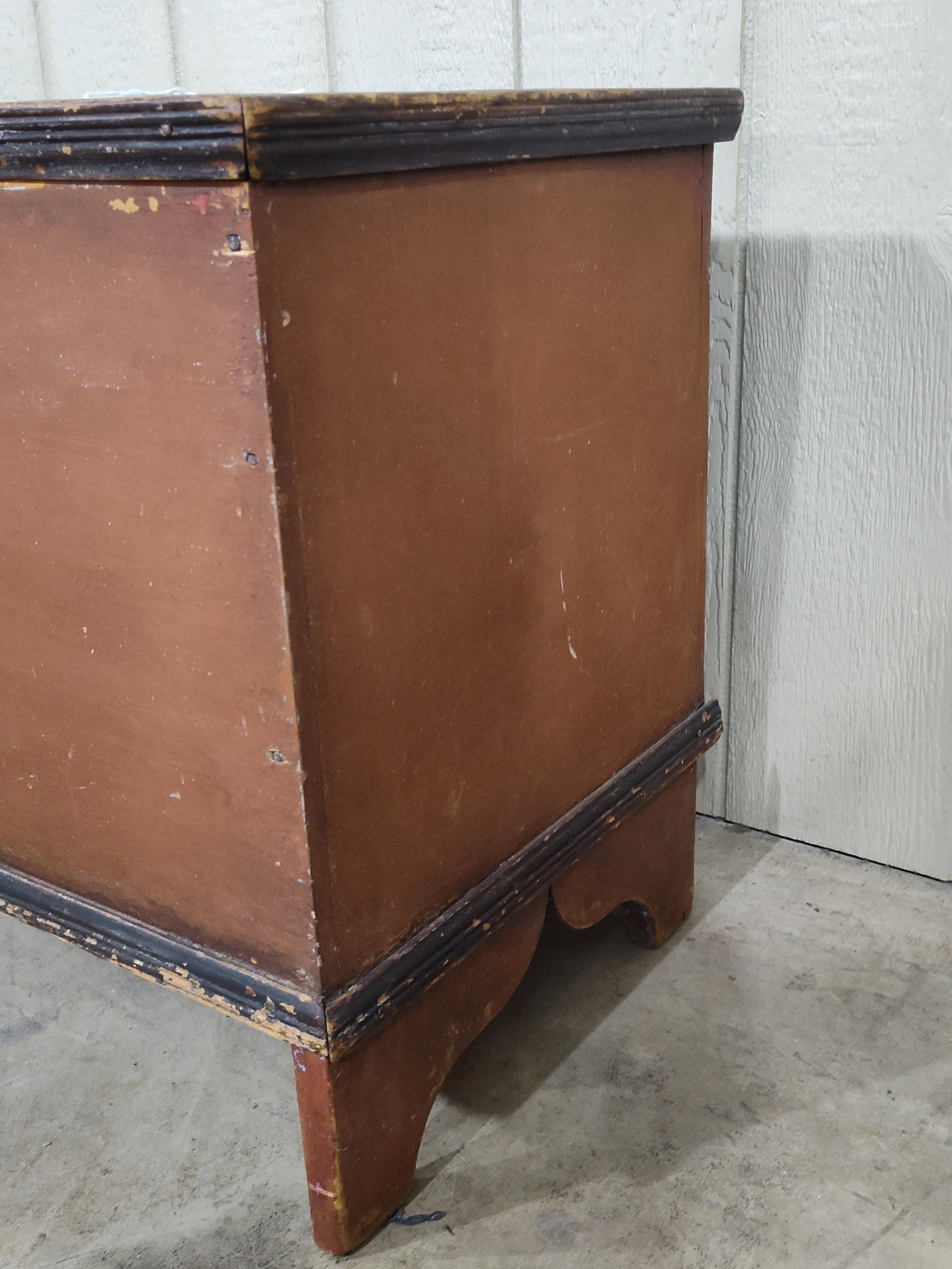 Early Sq Nailed Painted Footed Chest - 10
