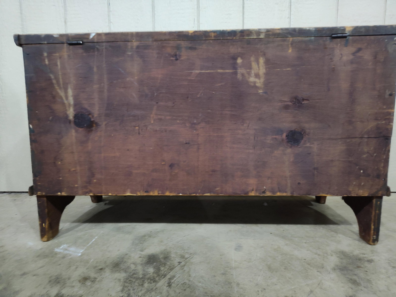 Early Sq Nailed Painted Footed Chest - 12
