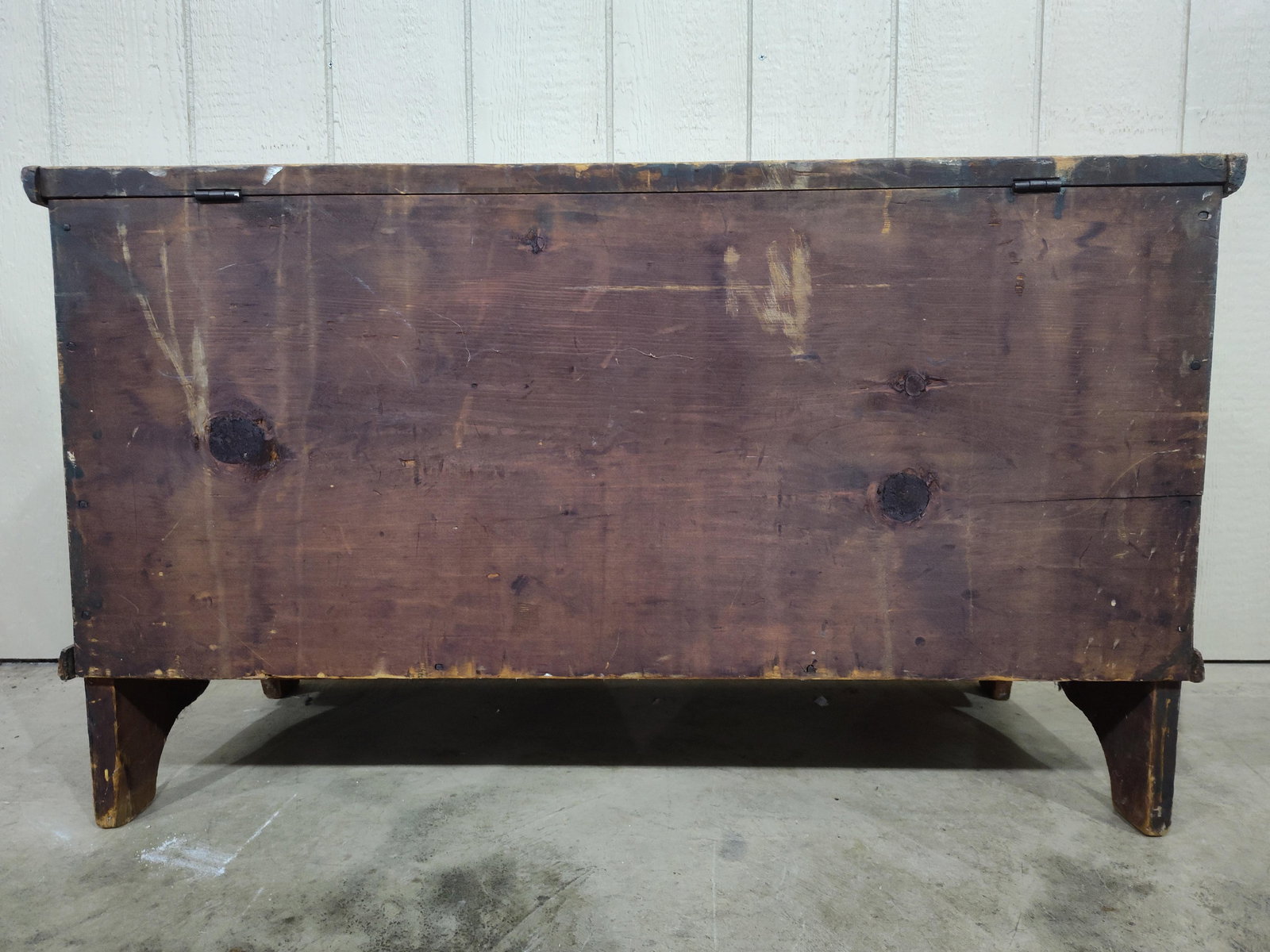 Early Sq Nailed Painted Footed Chest - 13