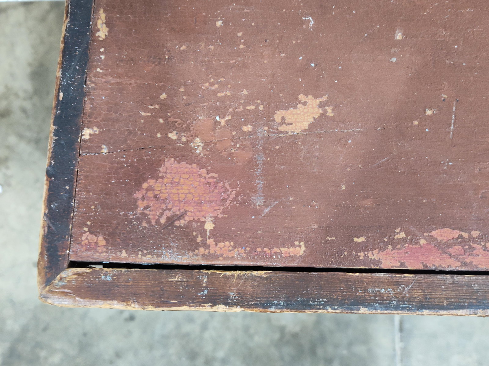 Early Sq Nailed Painted Footed Chest - 14