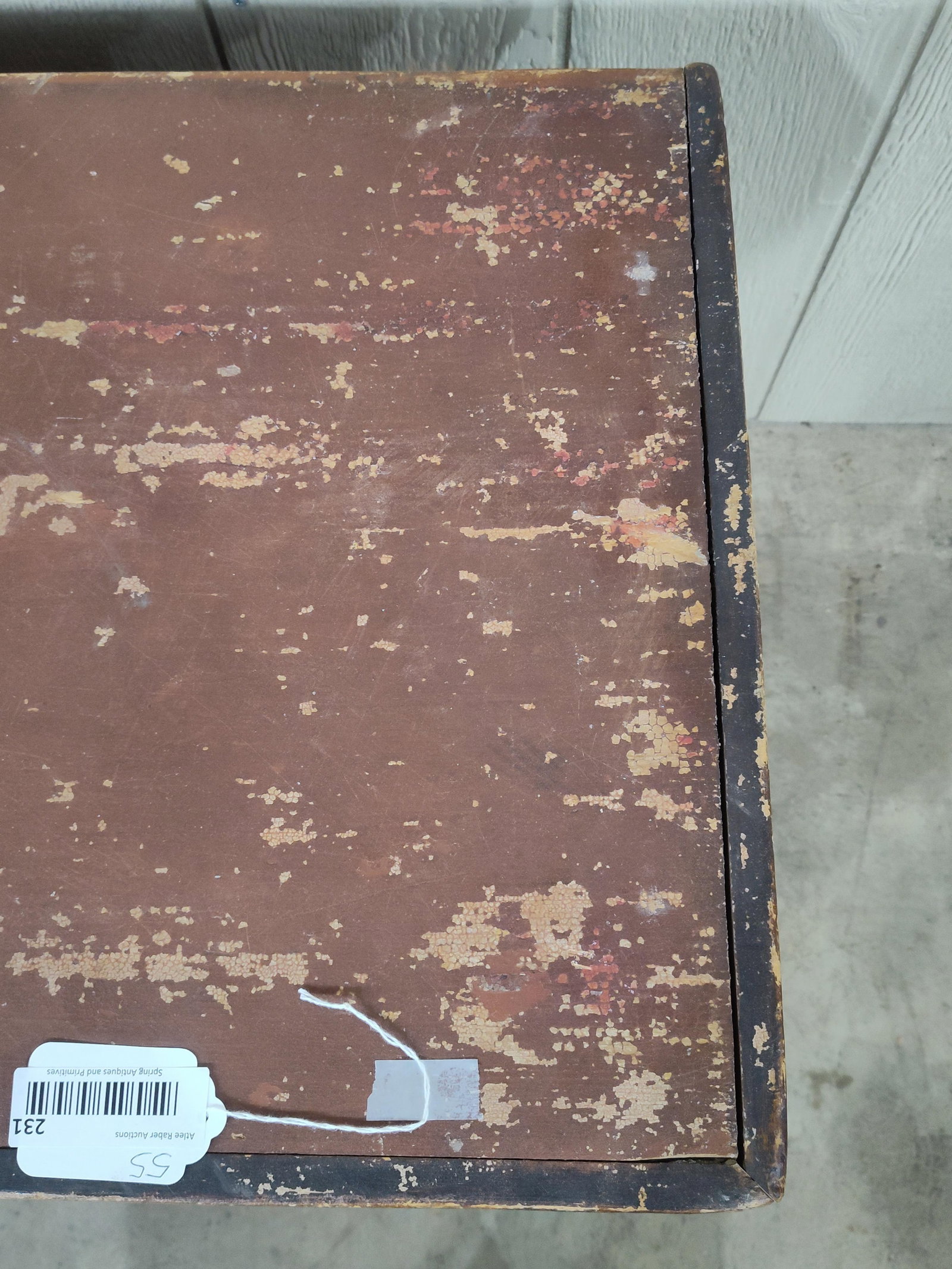 Early Sq Nailed Painted Footed Chest - 2