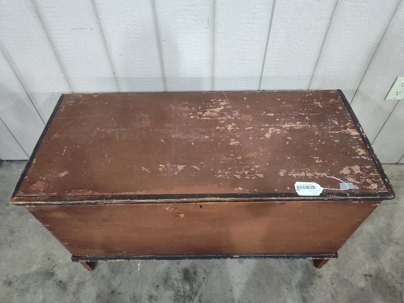 Early Sq Nailed Painted Footed Chest - 3